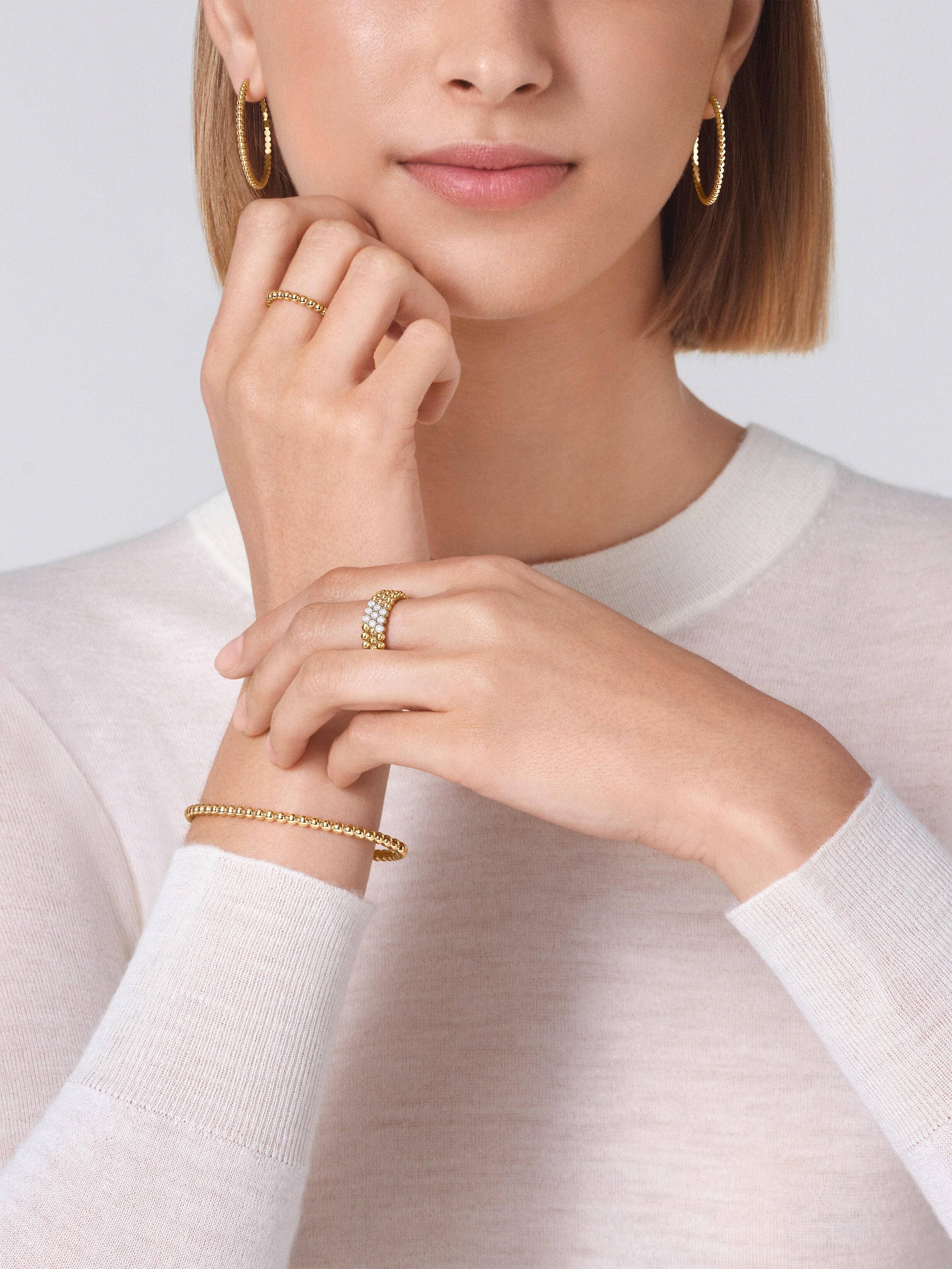 Perlée pearls of gold bracelet, extra small model, 18K yellow gold, Worn Alternative, Jewelry Bracelet - Van Cleef & Arpels