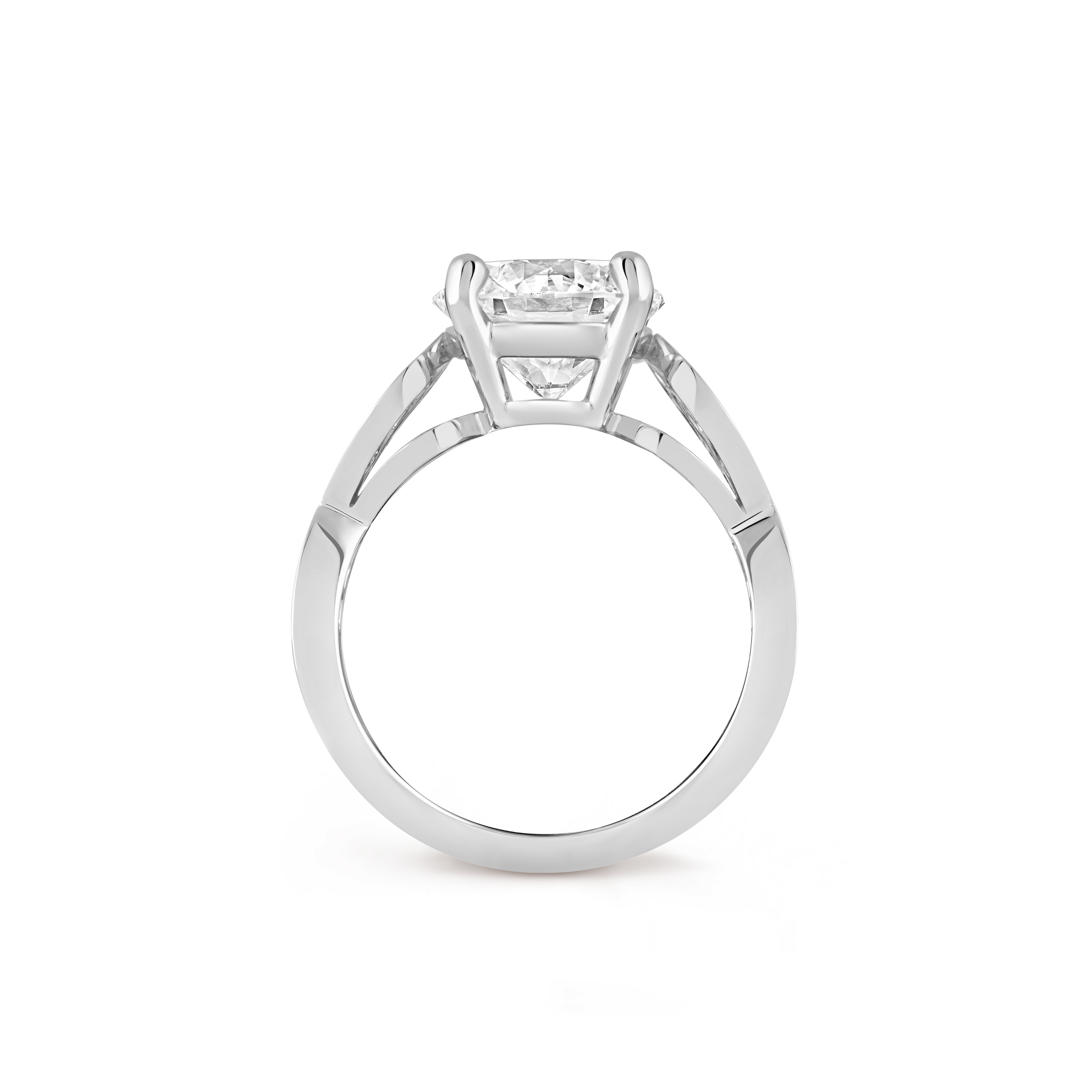 Tête-à-tête solitaire Diamond 3.27 cts DVVS1, Platinum, Diamond:  29 stones,  3.68 carats, Profile, High Jewelry Ring - Van Cleef & Arpels