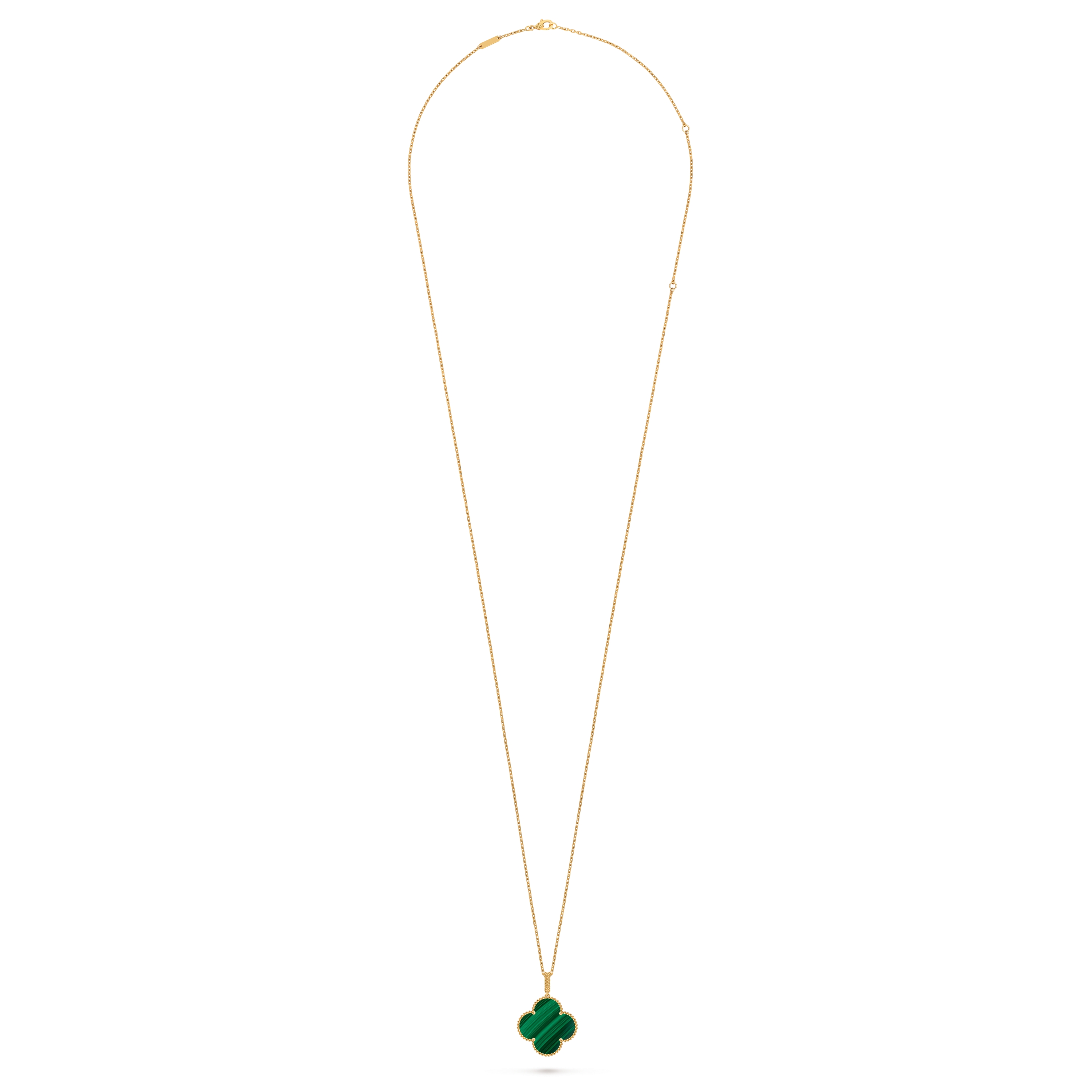 Magic Alhambra long necklace, 1 motif, 18K yellow gold, Malachite:  1 stone, Detail Alternative, Jewelry Long Necklace - Van Cleef & Arpels