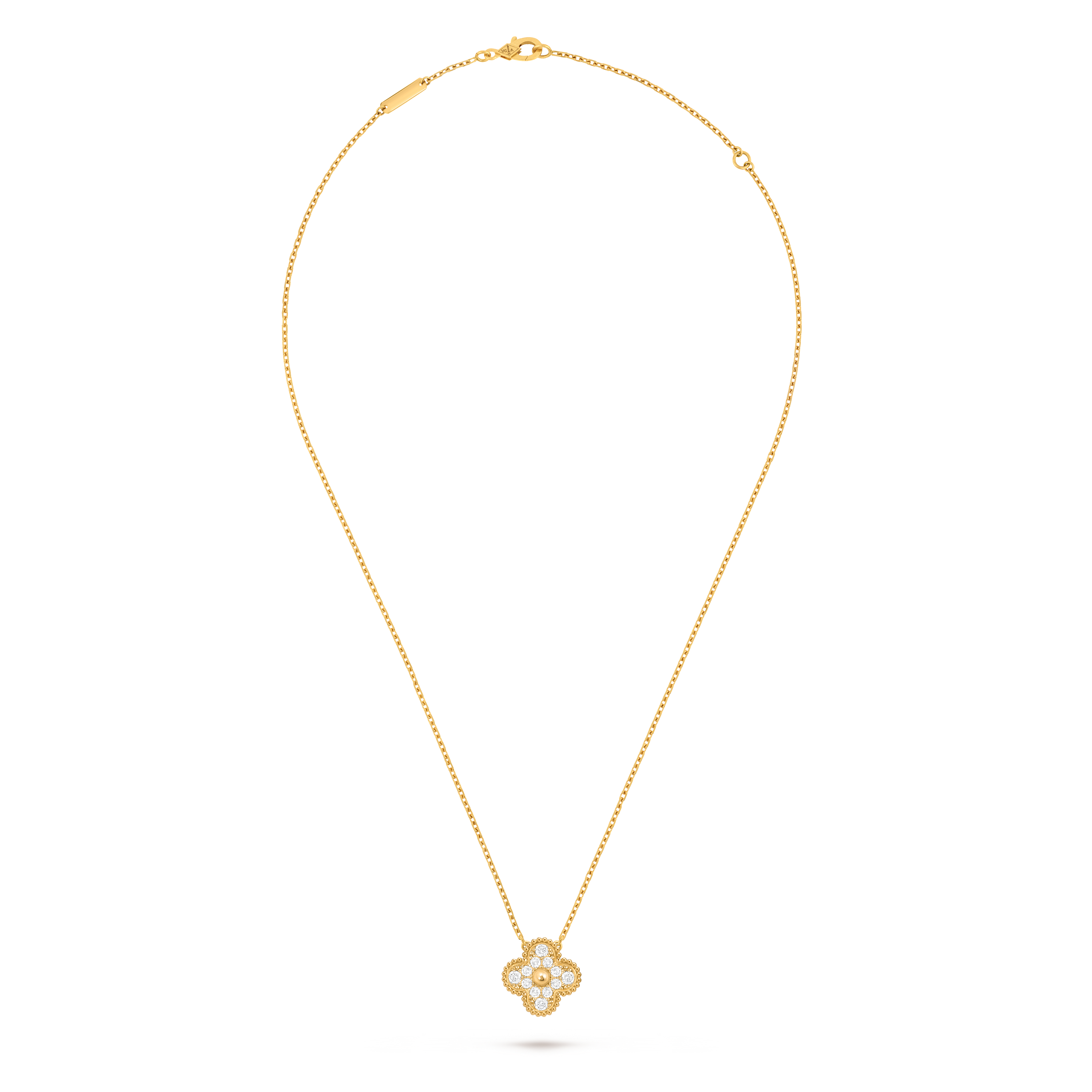 Vintage Alhambra吊坠, 18K黄金, 钻石:  12颗,  0.48 克拉, Front, Jewelry Pendent_梵克雅宝_Van Cleef & Arpels