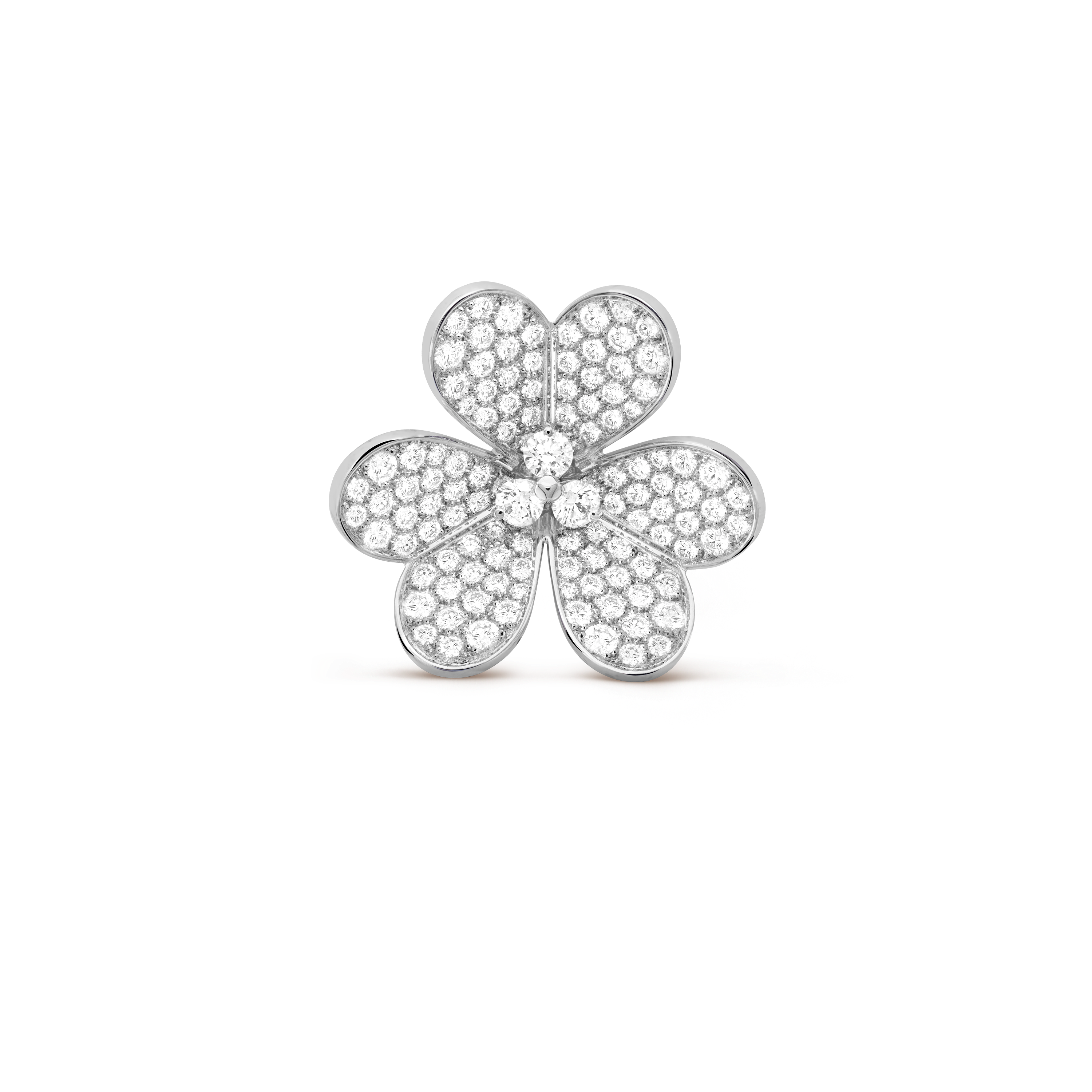 Frivole clip pendant, very large model, 18K white gold, Diamond:  117 stones,  2.35 carats, Detail Alternative, Jewelry Clip Pendant - Van Cleef & Arpels