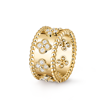 Vintage Alhambra ring 18K yellow gold, Diamond, Onyx- Van