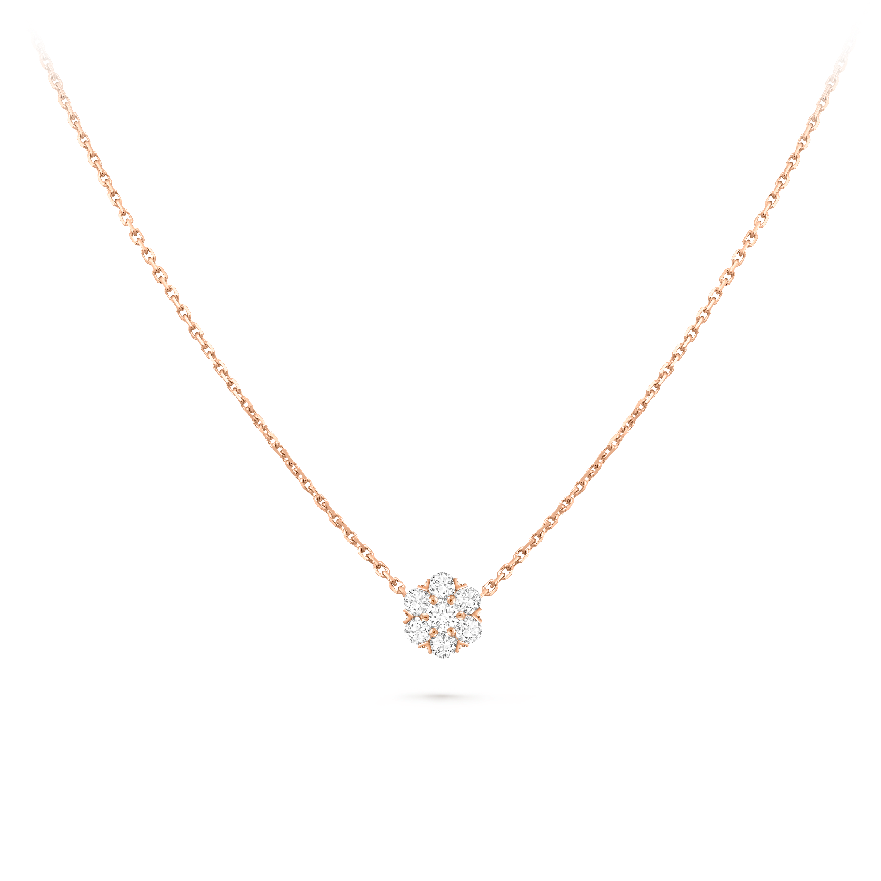 Fleurette pendant, 18K rose gold, Diamond:  7 stones,  0.73 carat, Detail, Jewelry Pendent - Van Cleef & Arpels