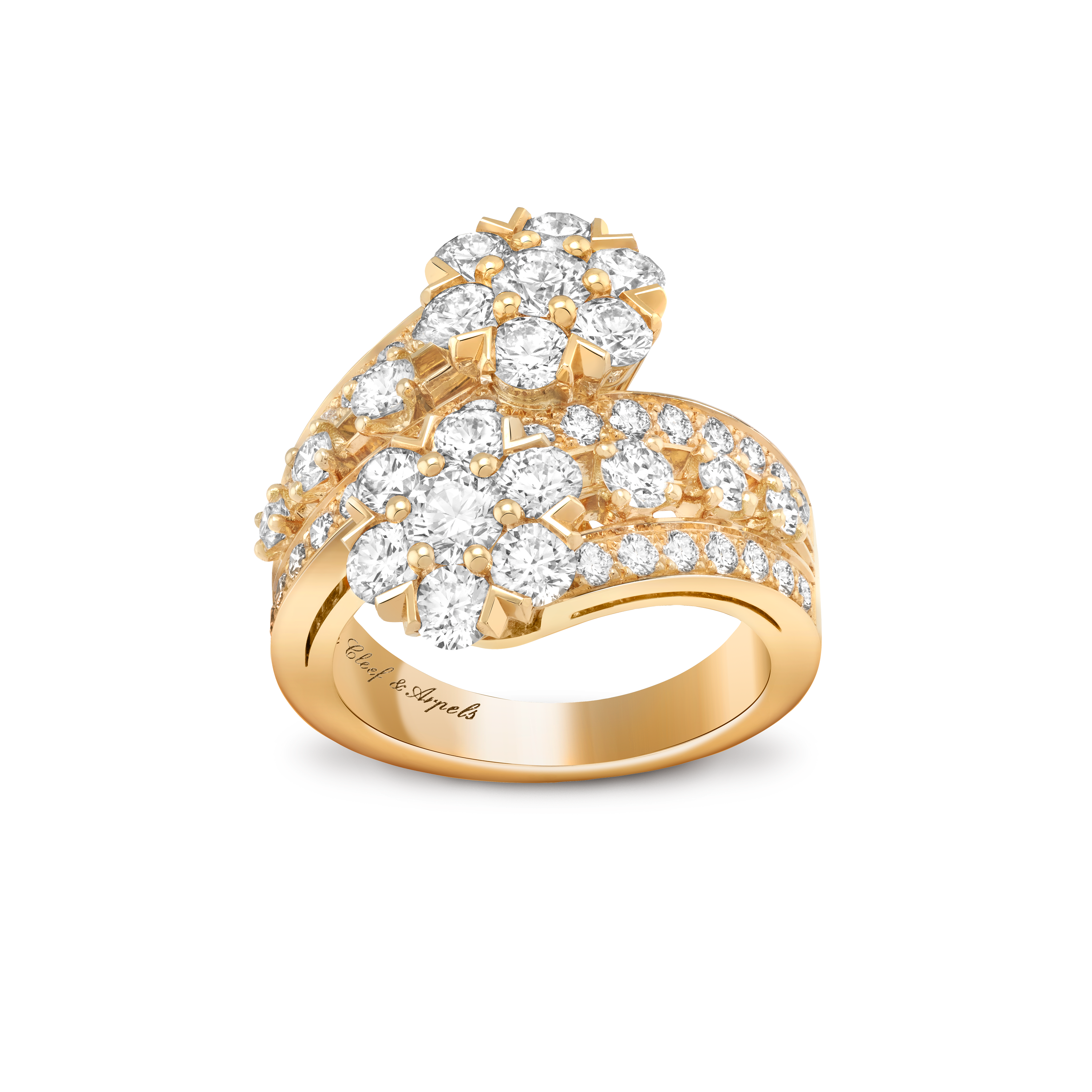 Snowflake戒指, 18K黄金, 钻石:  50颗,  3 克拉, Front, High Jewelry Ring_梵克雅宝_Van Cleef & Arpels