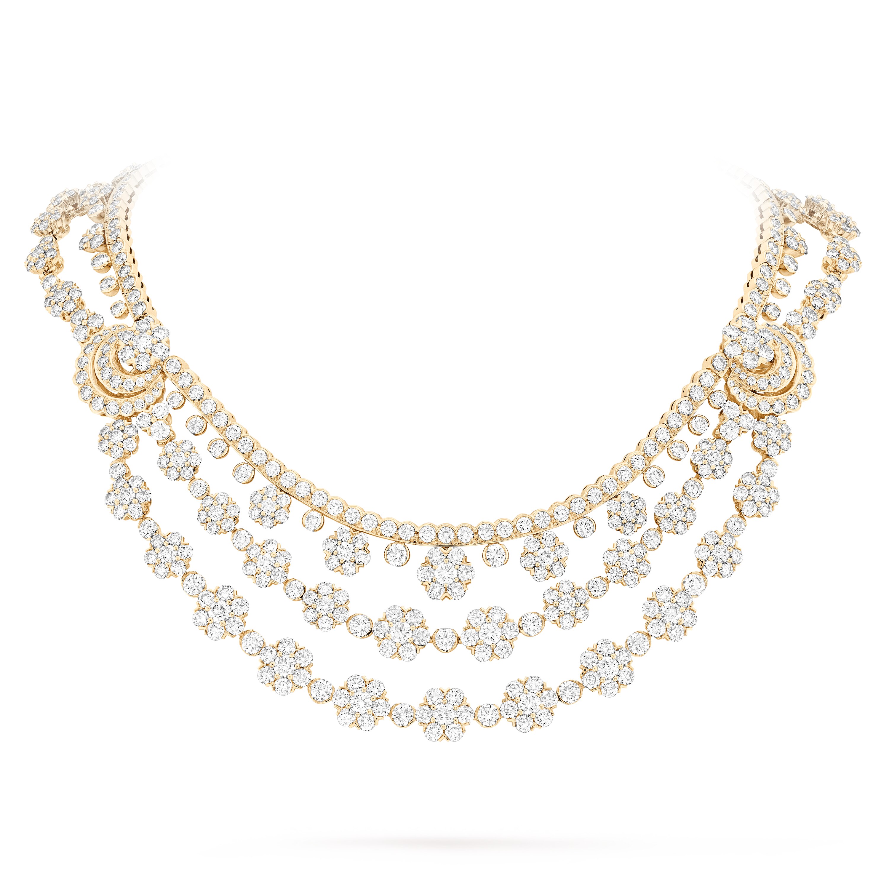 Snowflake可转换式项链, 18K黄金, 钻石:  680颗,  61.72 克拉, On Stand, High Jewelry Necklace_梵克雅宝_Van Cleef & Arpels
