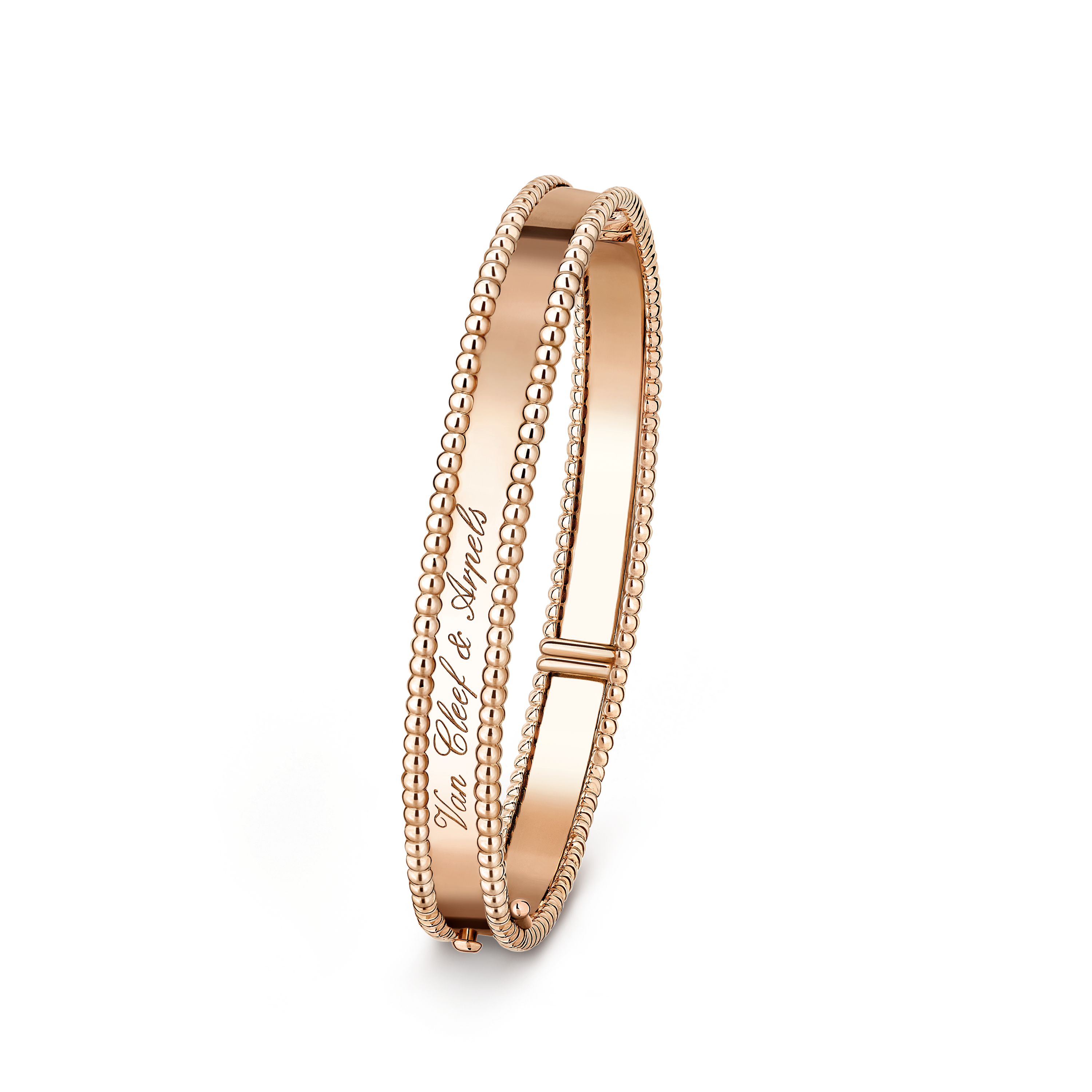 Perlée signature手镯，小号款式, 18K玫瑰金, Three Fourth, Jewelry Bracelet_梵克雅宝_Van Cleef & Arpels