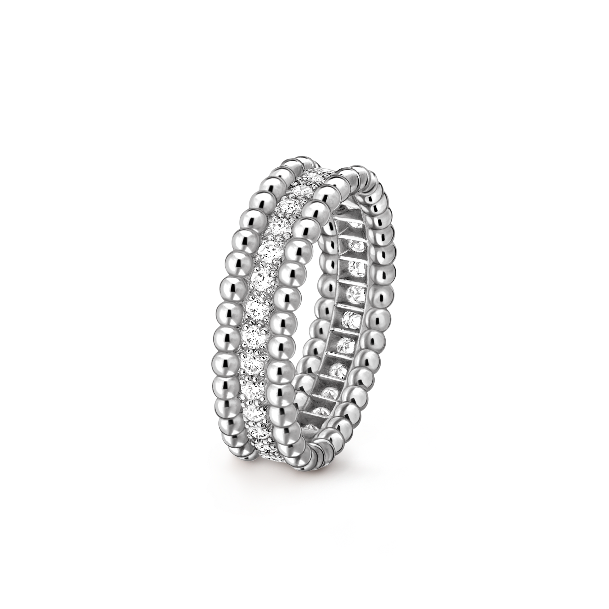 Perlée diamonds戒指，单排镶钻设计18K白金, 钻石_梵克雅宝_Van Cleef & Arpels