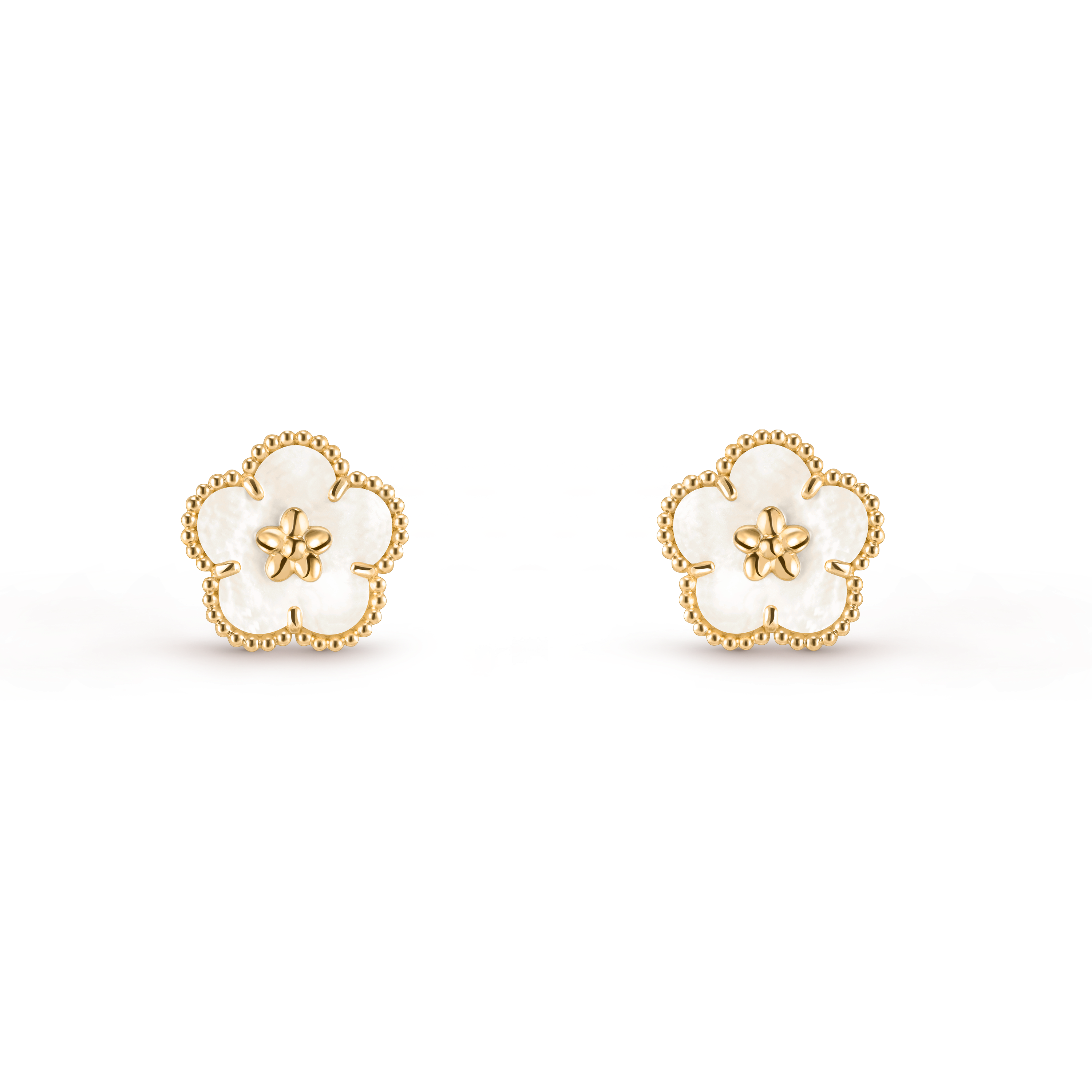 Lucky Spring耳环，梅花, 18K黄金, 珍珠母贝:  2颗, Front, Jewelry Earrings_梵克雅宝_Van Cleef & Arpels