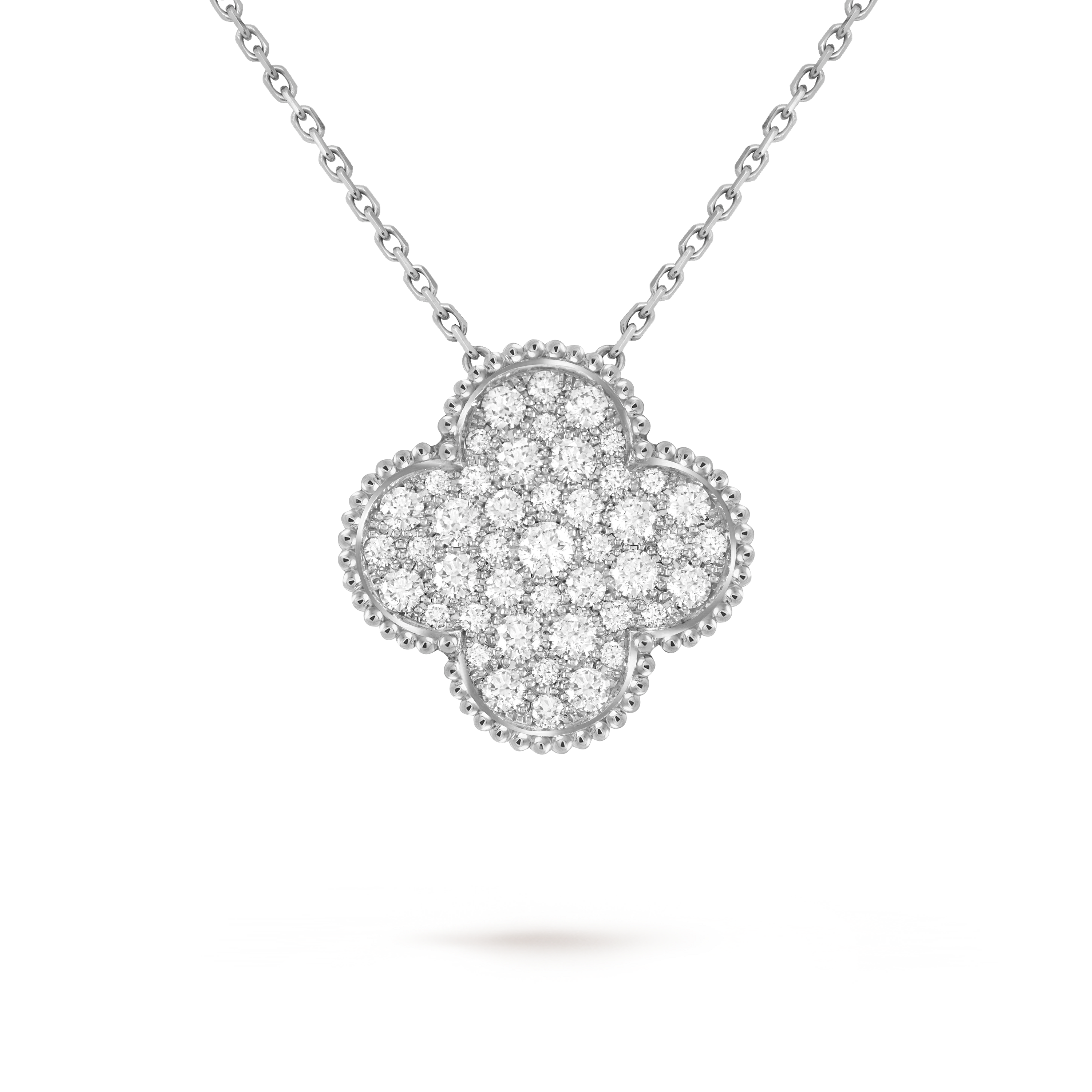 Magic Alhambra吊坠, 18K白金, 钻石:  45颗,  2.44 克拉, Detail, Jewelry Pendent_梵克雅宝_Van Cleef & Arpels