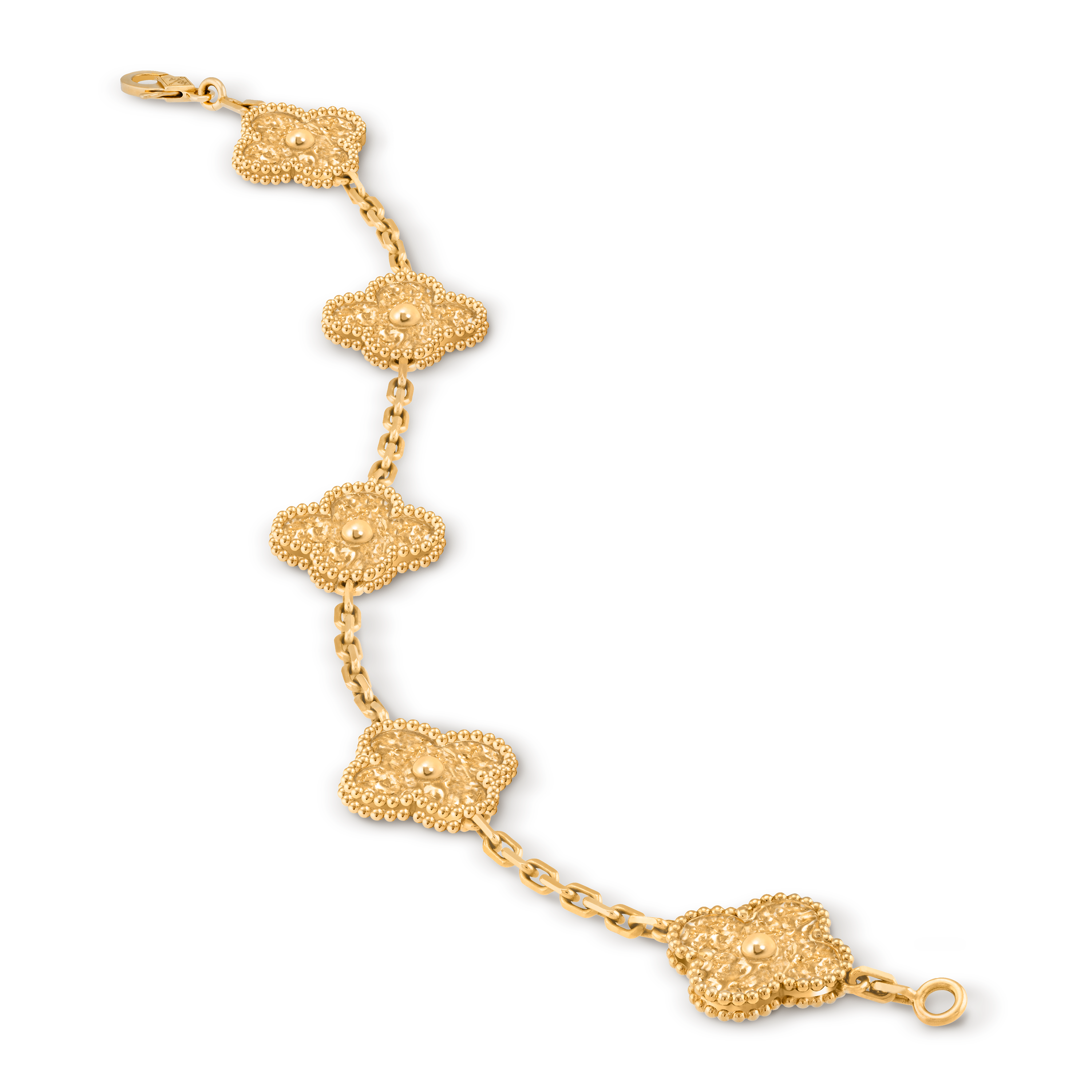Vintage Alhambra bracelet, 5 motifs, 18K yellow gold, Close Up, Jewelry Bracelet - Van Cleef & Arpels