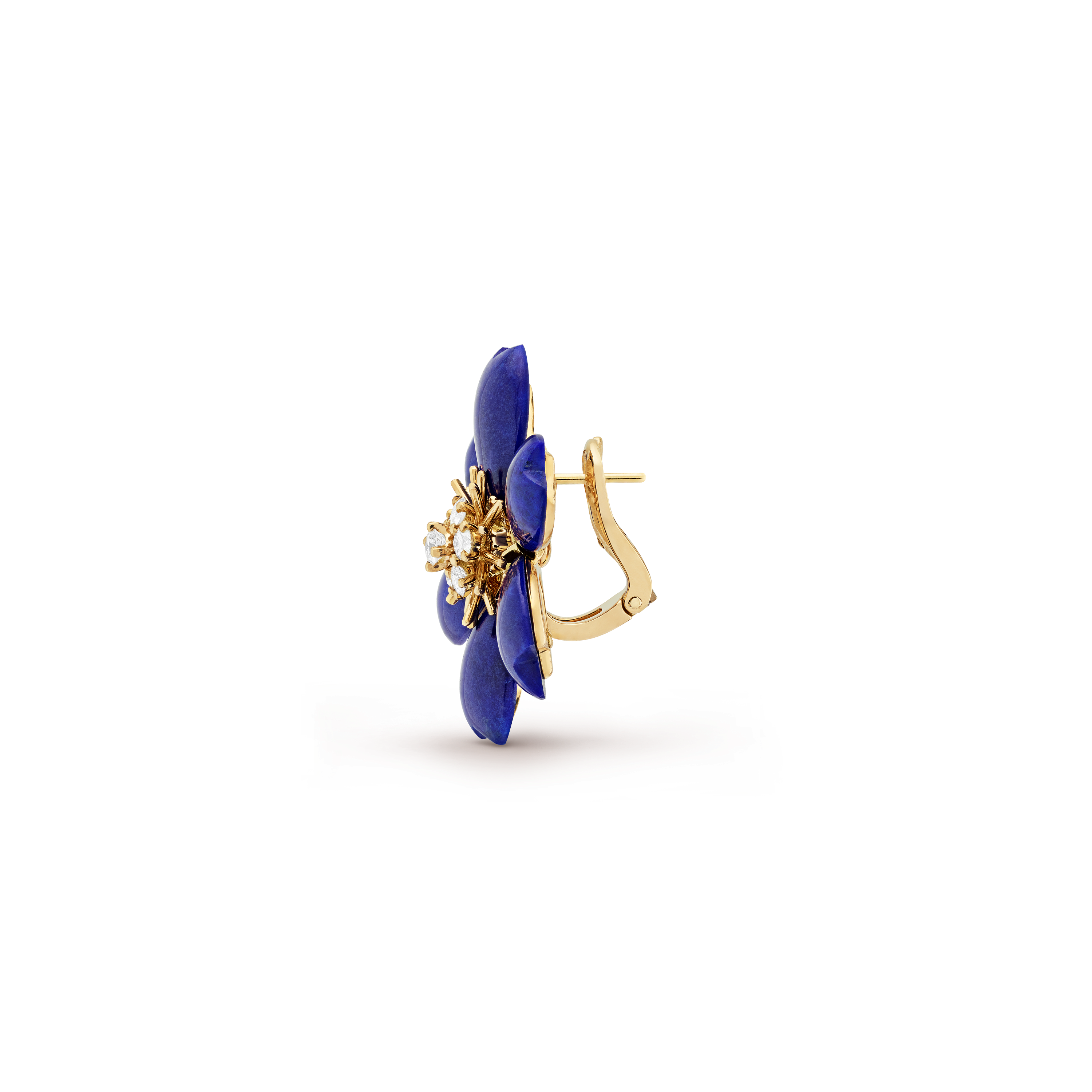 Rose de Noël耳环，小号款式, 18K黄金, 钻石:  12颗,  0.97 克拉, 青金石:  12颗, Profile, Jewelry Earrings_梵克雅宝_Van Cleef & Arpels