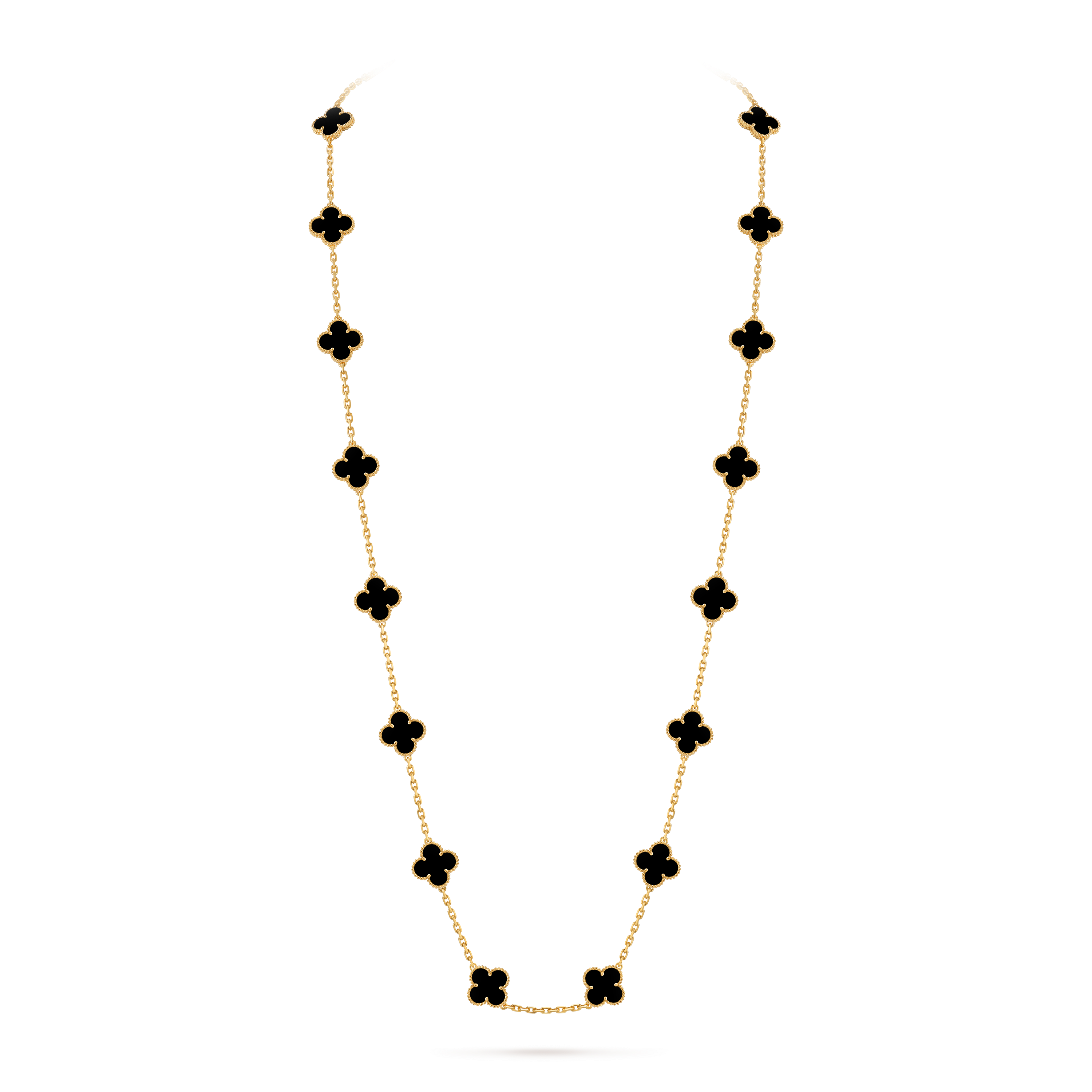 Van Cleef & Arpels ヴァンクリーフ&アーペル ブラック Vintage Alhambra long necklace, 20 motifs 18K yellow gold