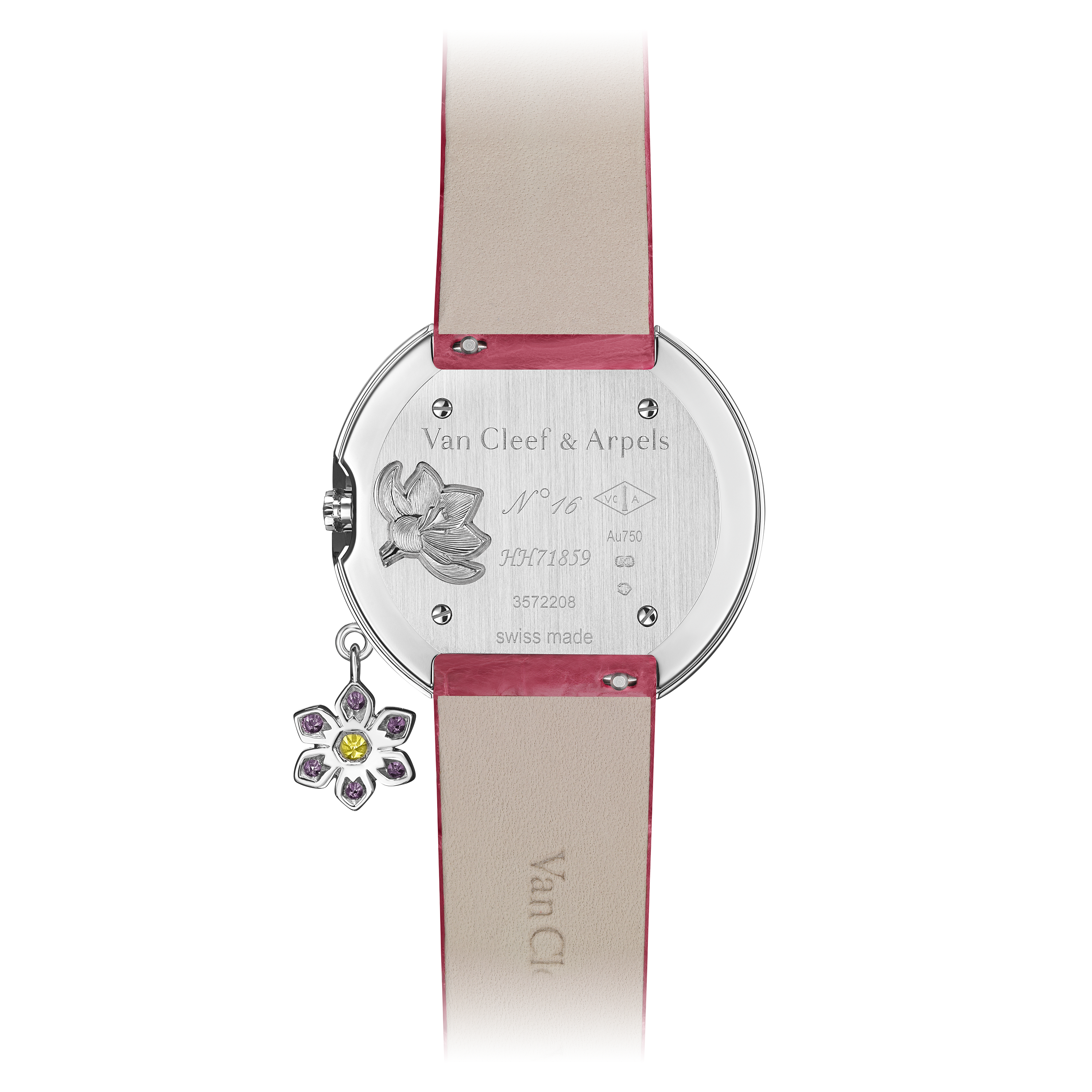 Charms Extraordinaire Désir腕表, 18K白金, 珍珠母贝:  6颗, 紫水晶:  6颗,  0.02 克拉, 蓝宝石:  40颗,  1.1 克拉, 钻石:  210颗,  1.12 克拉, Back, Watch_梵克雅宝_Van Cleef & Arpels
