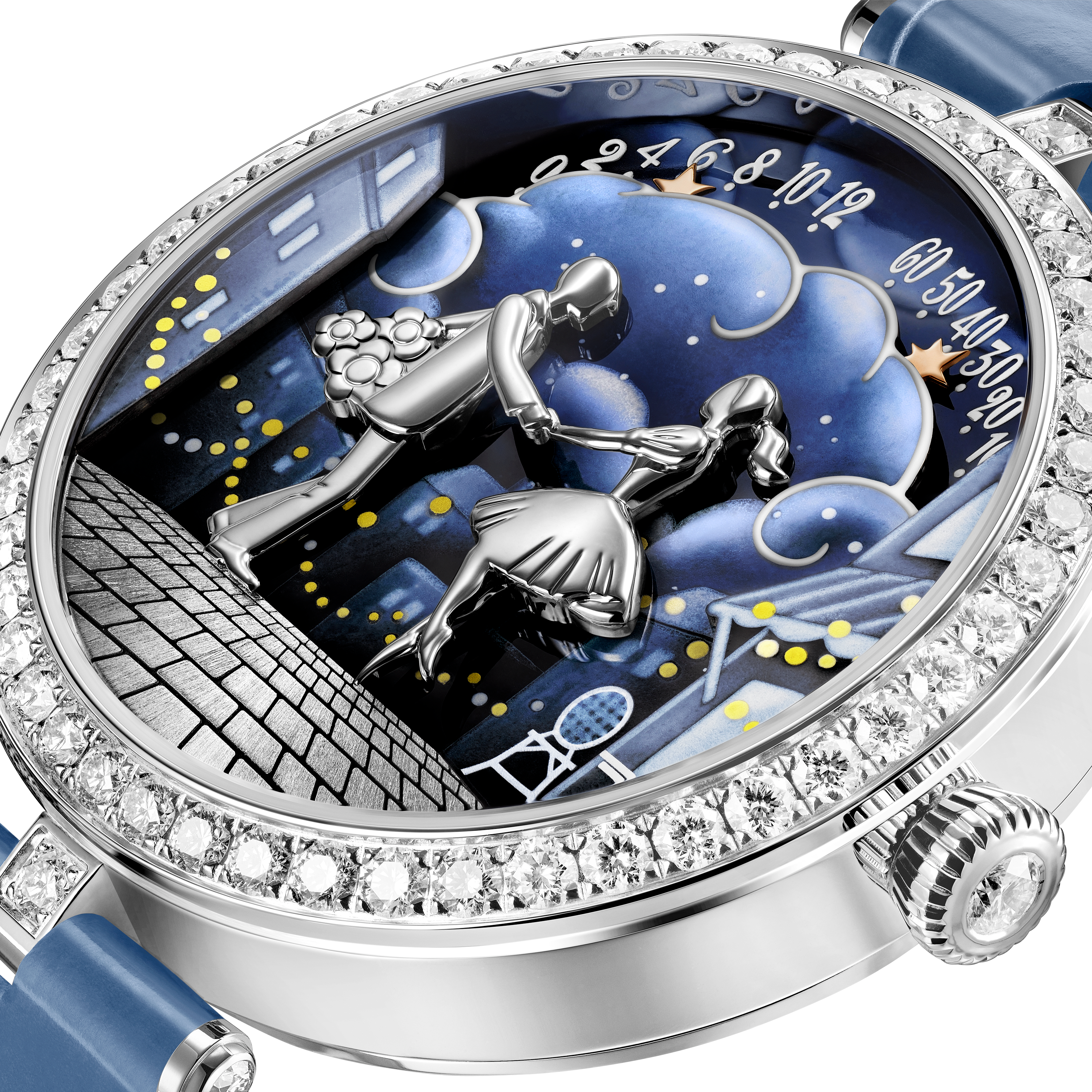 結婚祝い Paris in Midnight Watch Aventurine gold, white 18K 時計