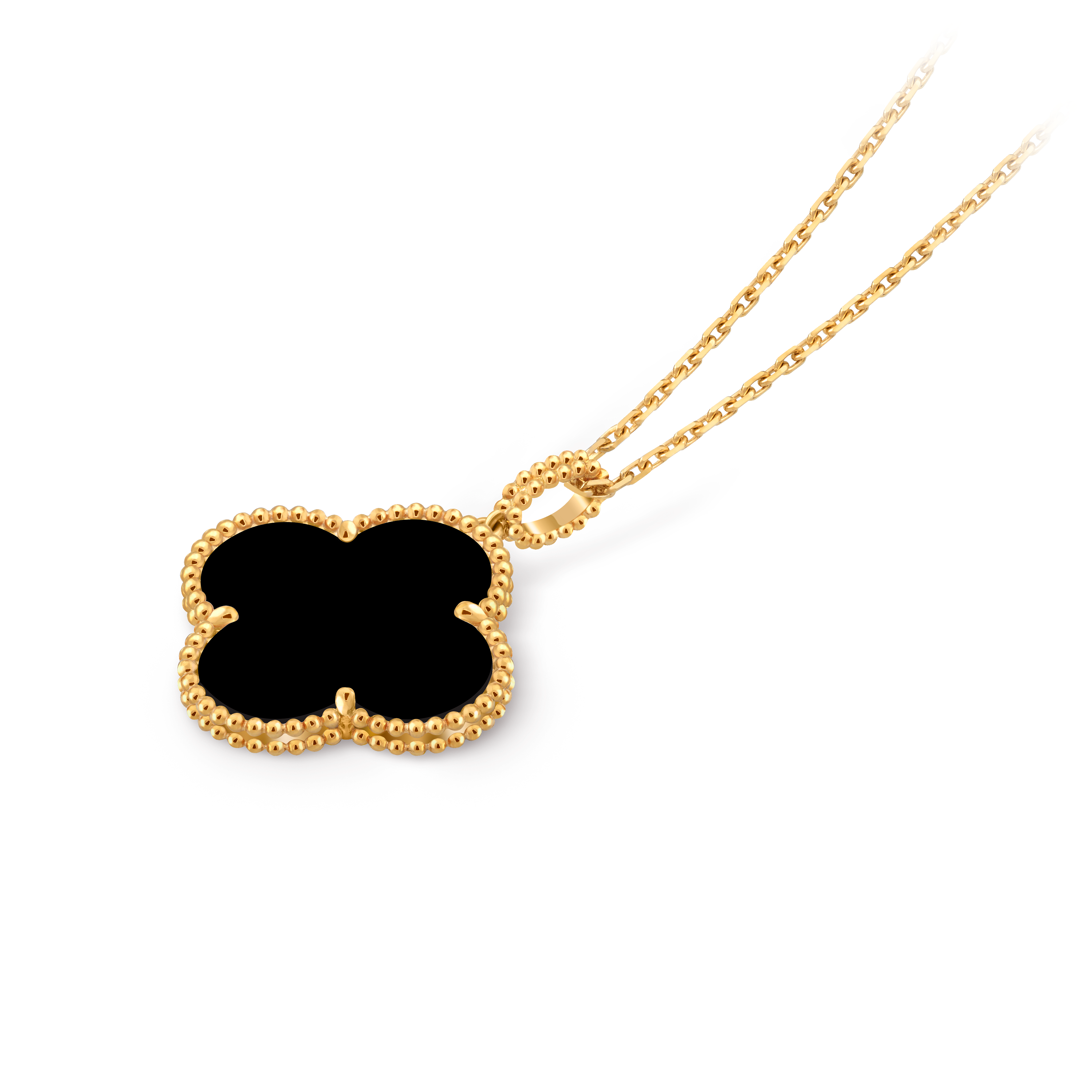 Magic Alhambra长项链，1图案, 18K黄金, 缟玛瑙:  1 宝石, Front, Jewelry Long Necklace_梵克雅宝_Van Cleef & Arpels