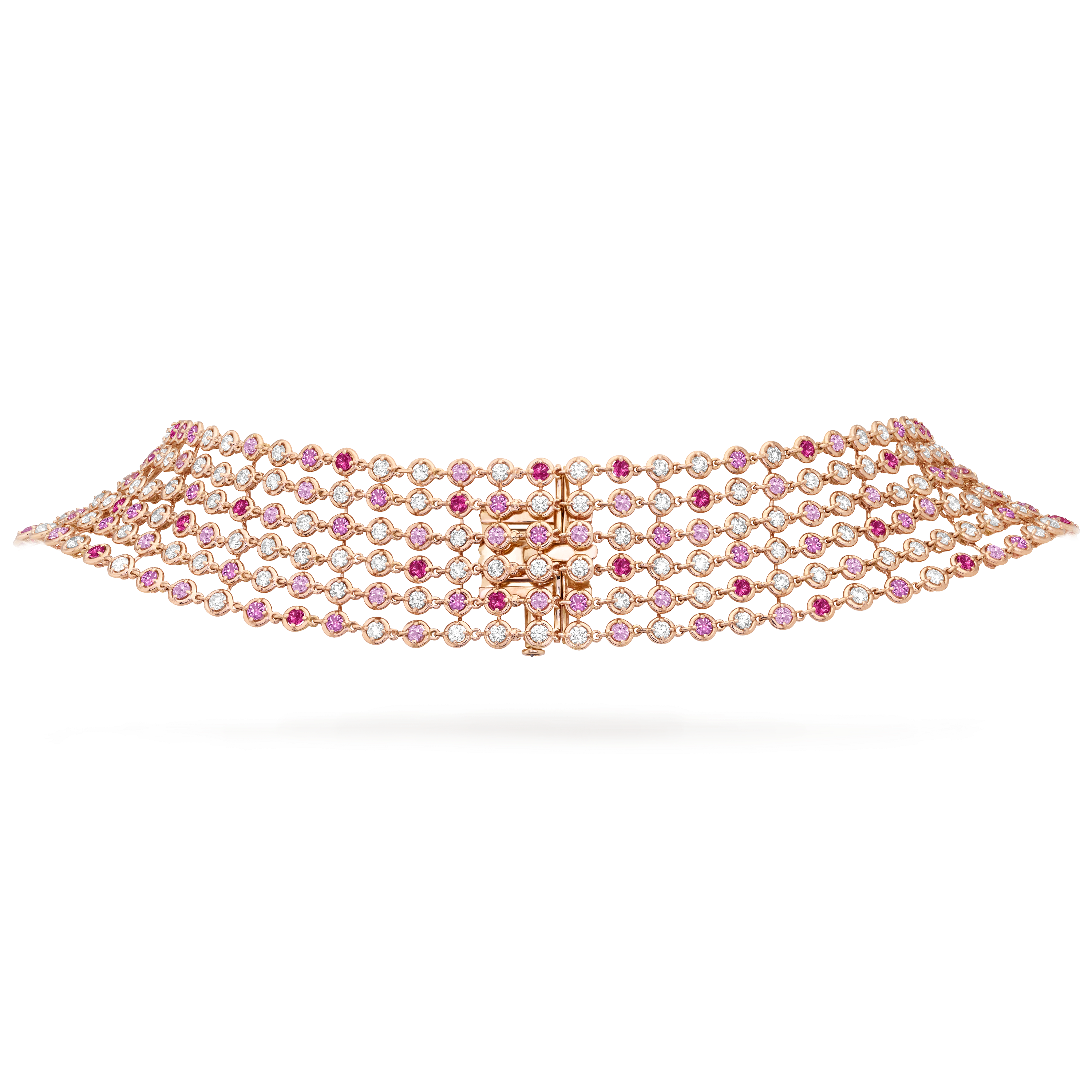 Palmyre necklace, 18K rose gold, Diamond:  207 stones,  21 carats, Sapphire:  177 stones,  22.13 carats, Detail, High Jewelry Necklace - Van Cleef & Arpels