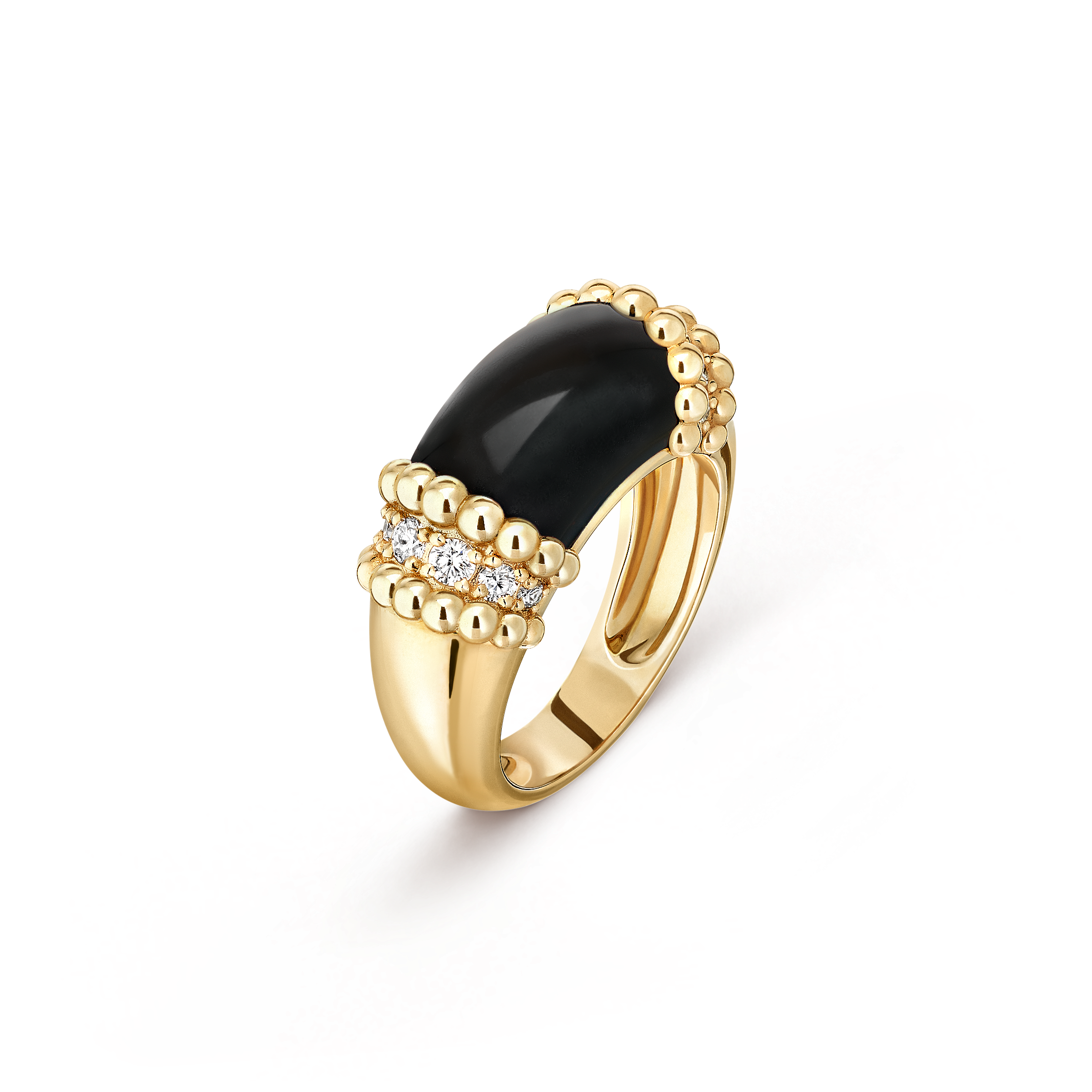 Perlée couleurs戒指, 18K黄金, 缟玛瑙:  1 宝石, 钻石:  12颗,  0.29 克拉, Three Fourth, Jewelry Ring_梵克雅宝_Van Cleef & Arpels