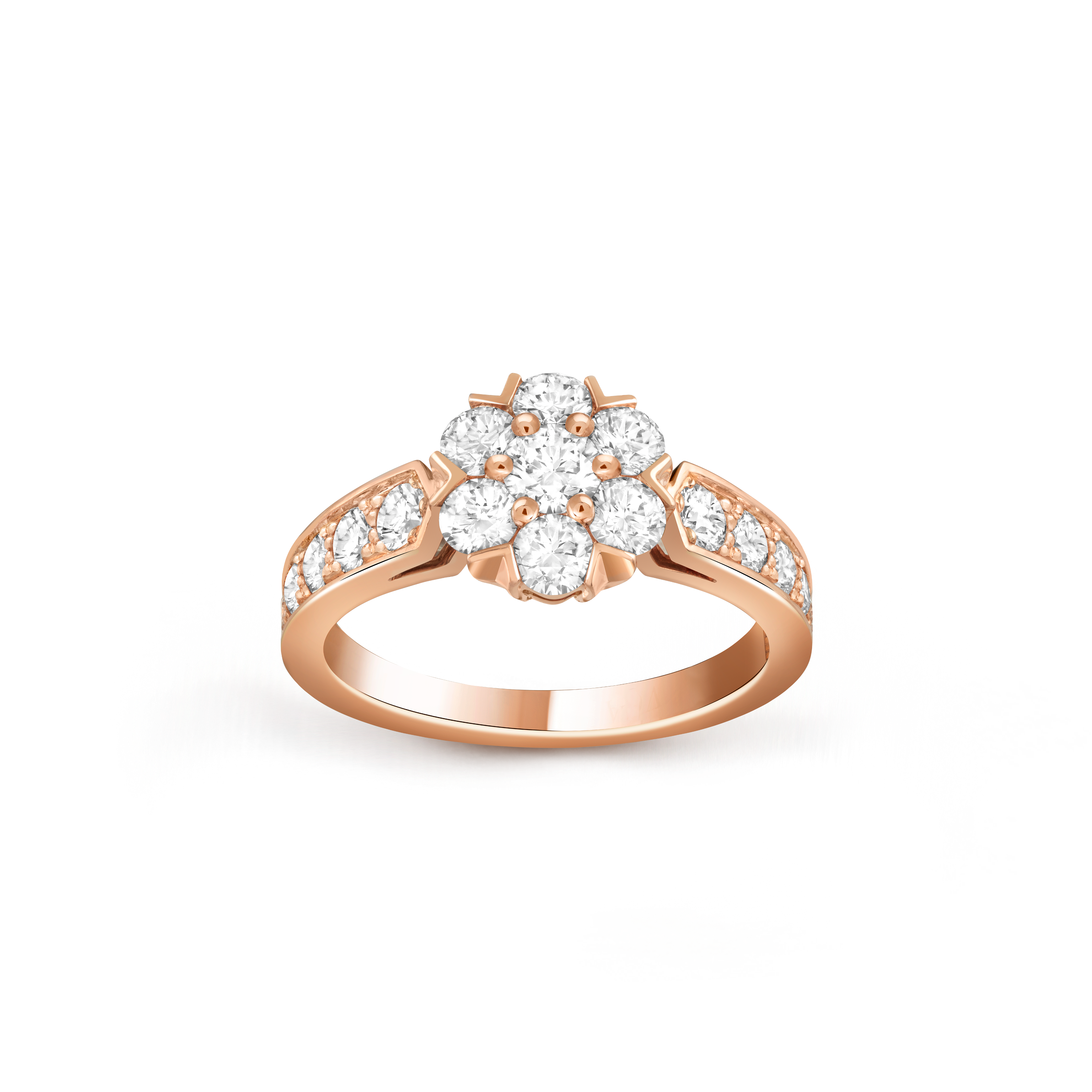 Fleurette ring, 18K rose gold, Diamond:  17 stones,  1.21 carats, Front, Jewelry Ring - Van Cleef & Arpels