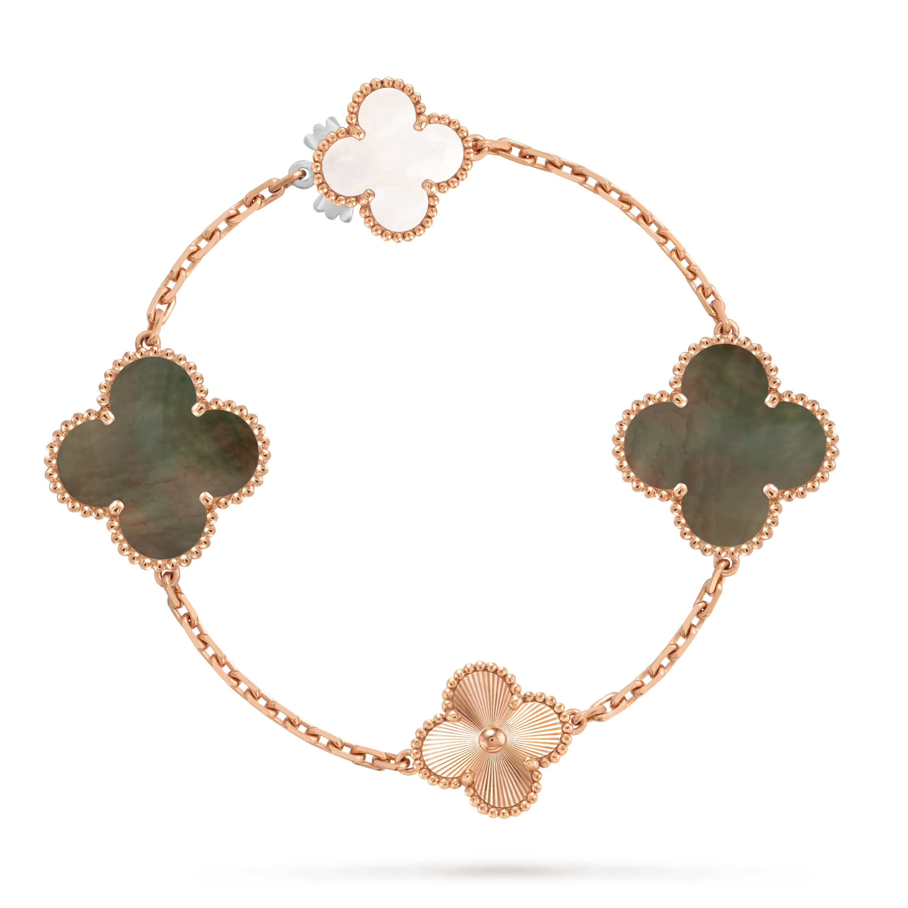 Magic Alhambra可转换式长项链，15枚四叶幸运图案, 18K玫瑰金, 珍珠母贝:  11颗, Front, Jewelry Long Necklace_梵克雅宝_Van Cleef & Arpels