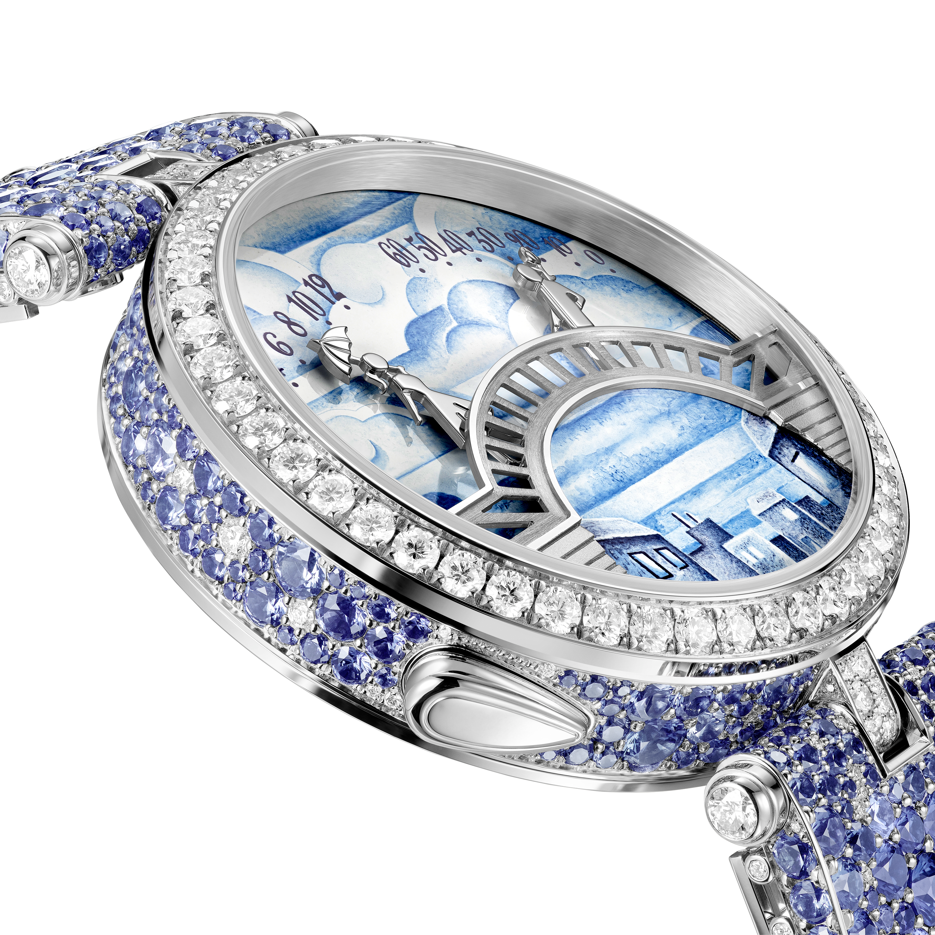 Lady Arpels Pont des Amoureux Matinée腕表, 18K白金, 钻石:  1,542颗,  31 克拉, Three Fourth, Watch_梵克雅宝_Van Cleef & Arpels