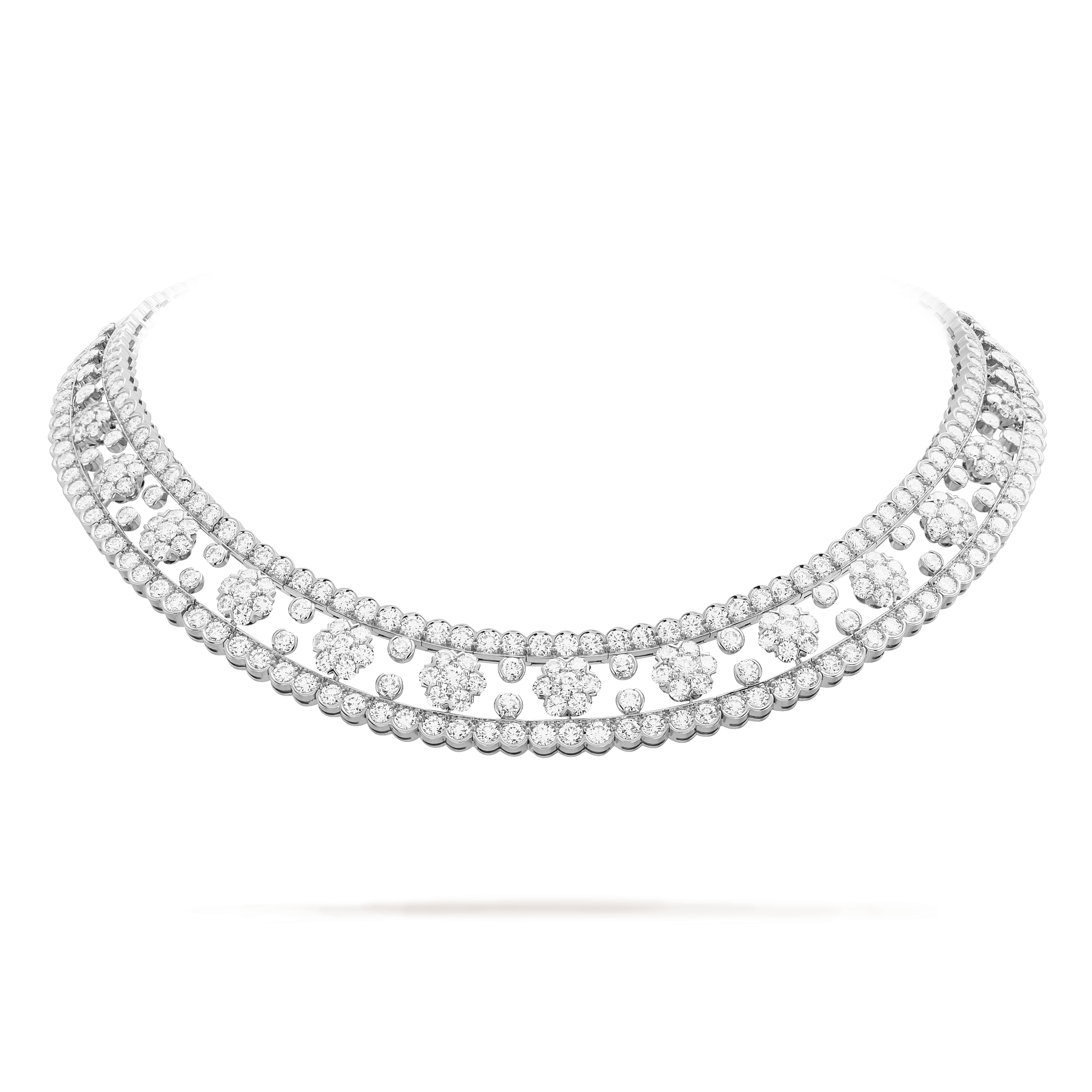 Snowflake necklace, 18K white gold, Diamond:  367 stones,  30.99 carats, On Stand, High Jewelry Necklace - Van Cleef & Arpels