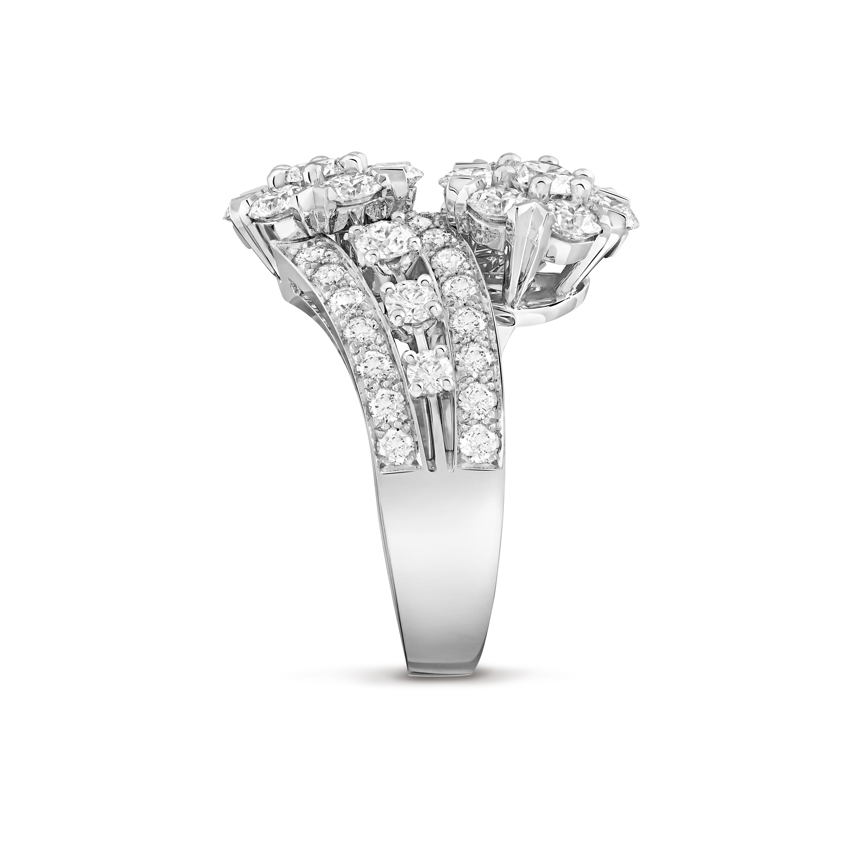 Snowflake戒指, 18K白金, 钻石:  50颗,  3 克拉, Profile, High Jewelry Ring_梵克雅宝_Van Cleef & Arpels