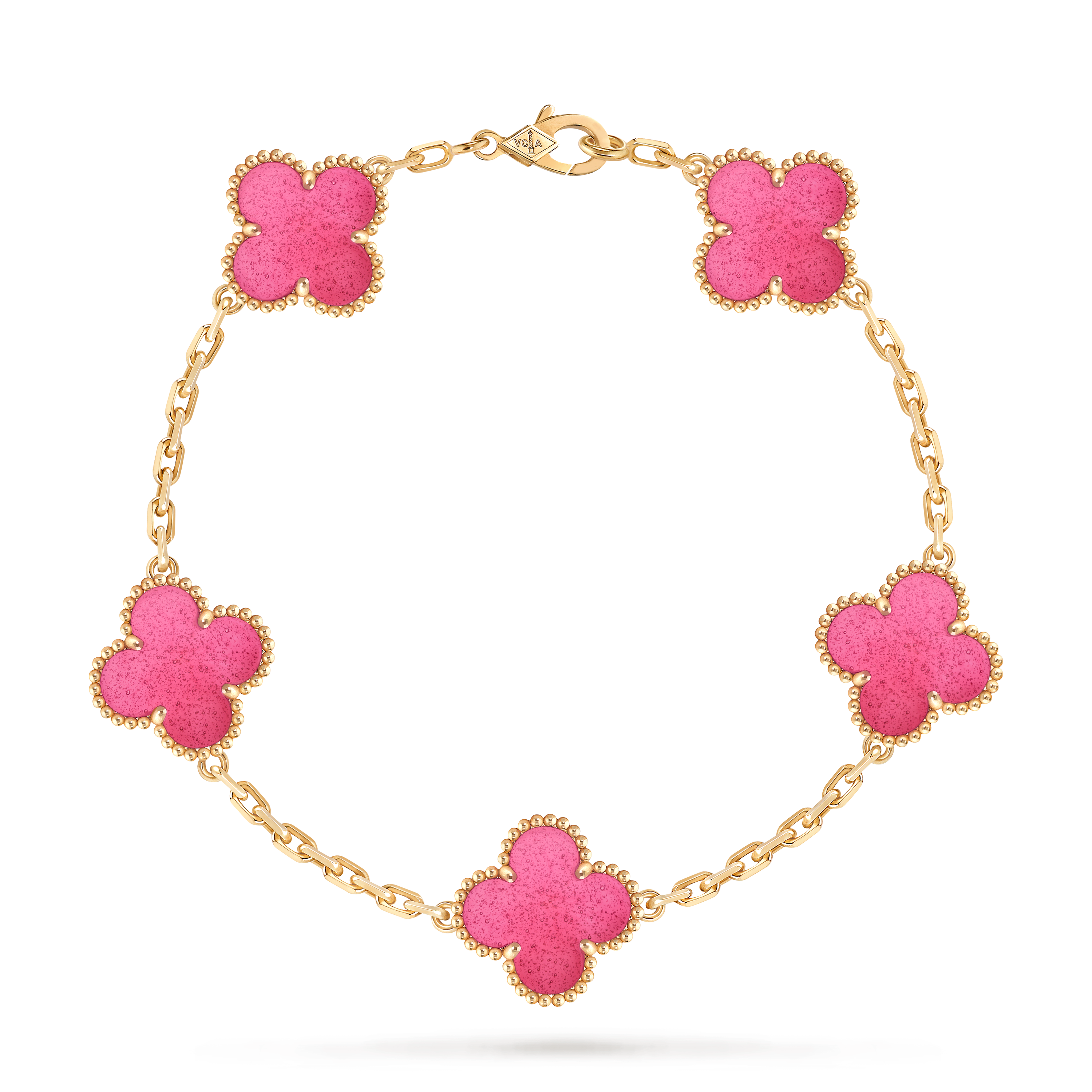 Vintage Alhambra手链，5枚四叶幸运主题图案, 18K黄金, Front, Jewelry Bracelet_梵克雅宝_Van Cleef & Arpels