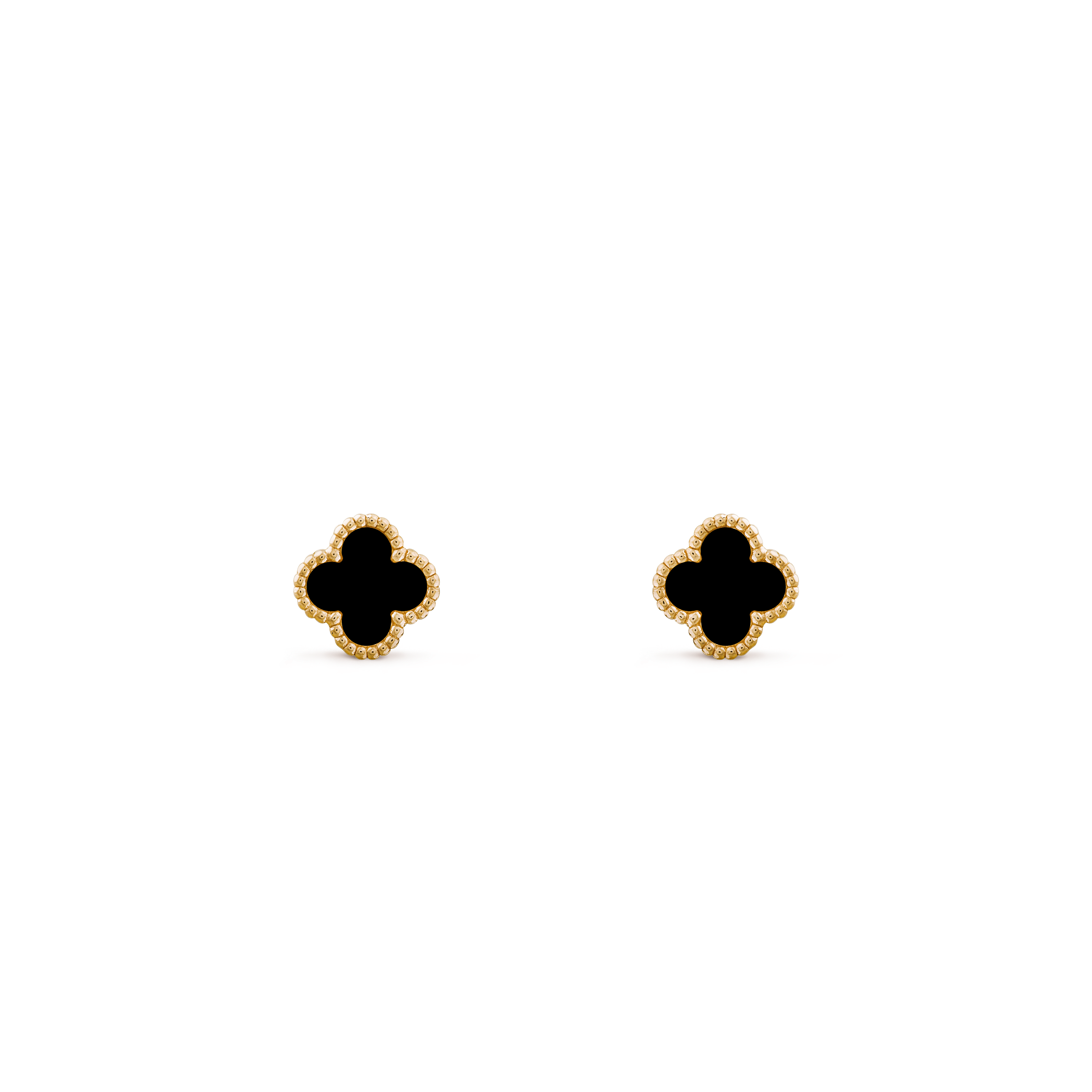 Sweet Alhambra earstuds 18K yellow gold, Onyx- Van Cleef & Arpels
