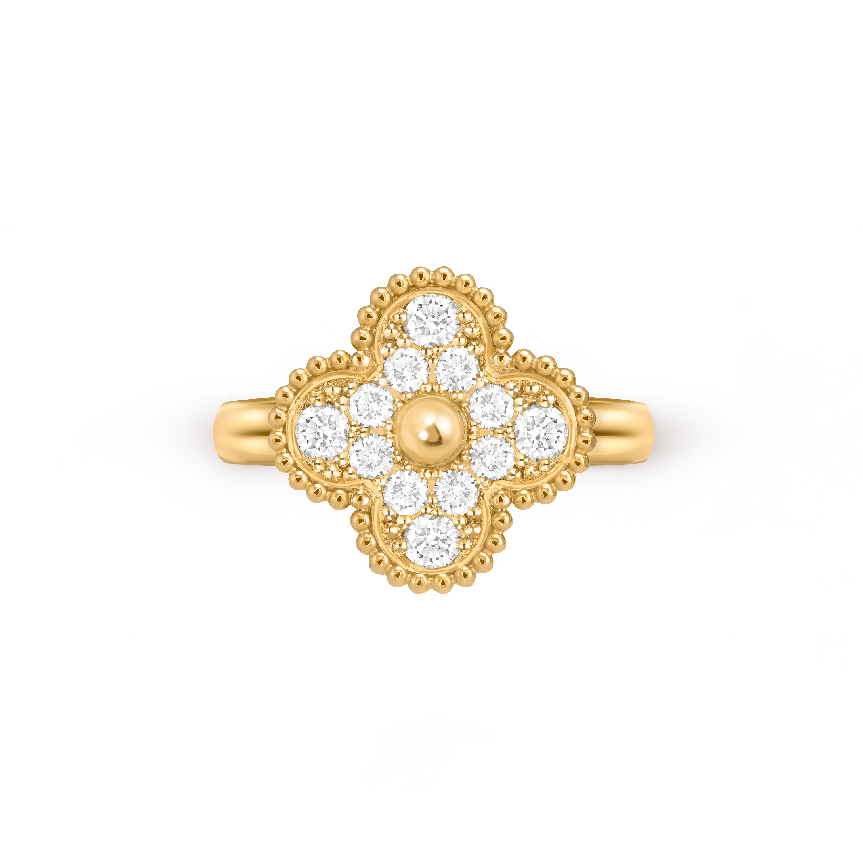 Vintage Alhambra戒指, 18K黄金, 钻石:  12颗,  0.48 克拉, Top, Jewelry Ring_梵克雅宝_Van Cleef & Arpels