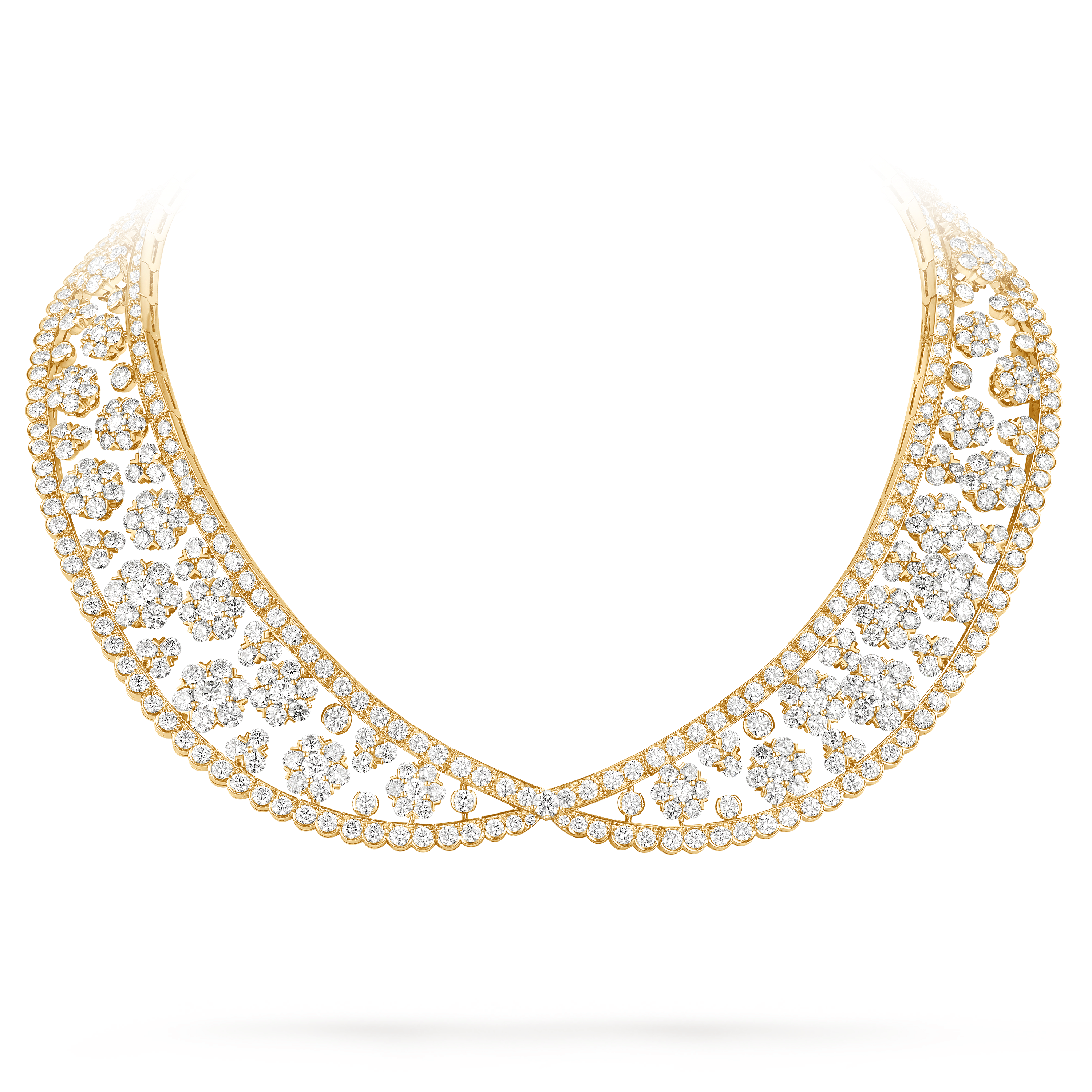 Snowflake collerette transformable necklace, 18K yellow gold, Diamond:  619 stones,  69.73 carats, Detail, High Jewelry Necklace - Van Cleef & Arpels