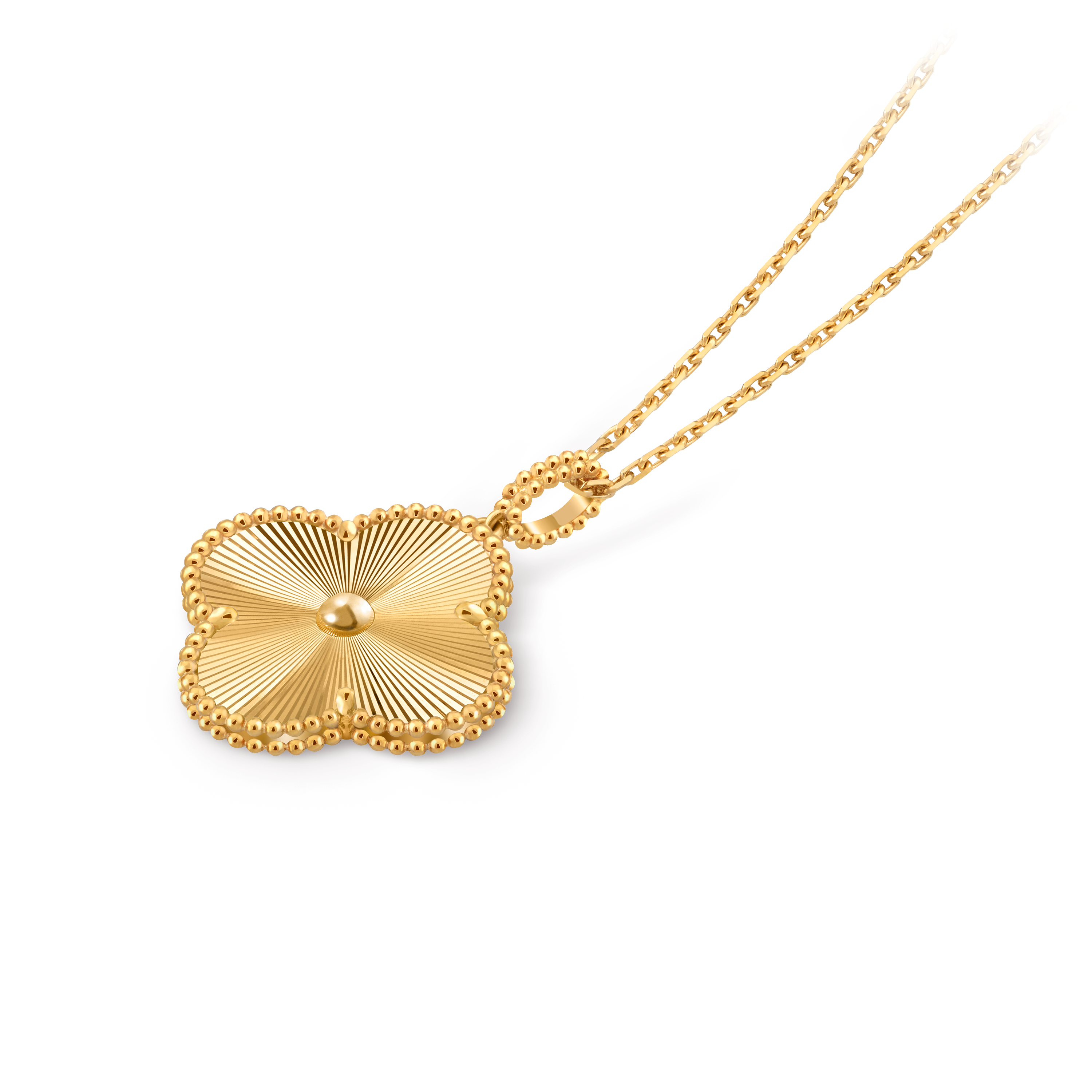 Magic Alhambra long necklace, 1 motif, 18K yellow gold, Front, Jewelry Long Necklace - Van Cleef & Arpels