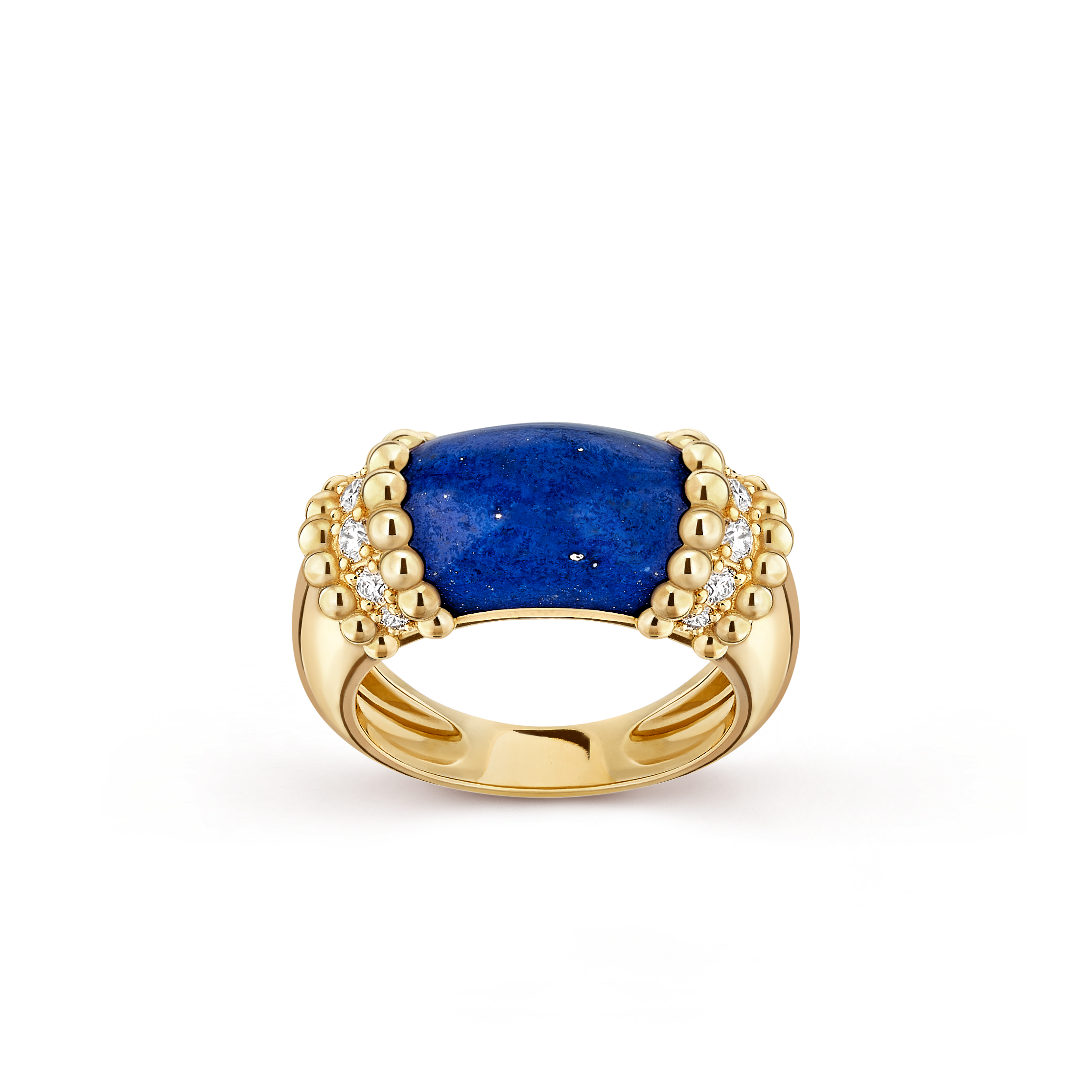 Perlée couleurs戒指, 18K黄金, 钻石:  12颗,  0.29 克拉, 青金石:  1 宝石, Front, Jewelry Ring_梵克雅宝_Van Cleef & Arpels