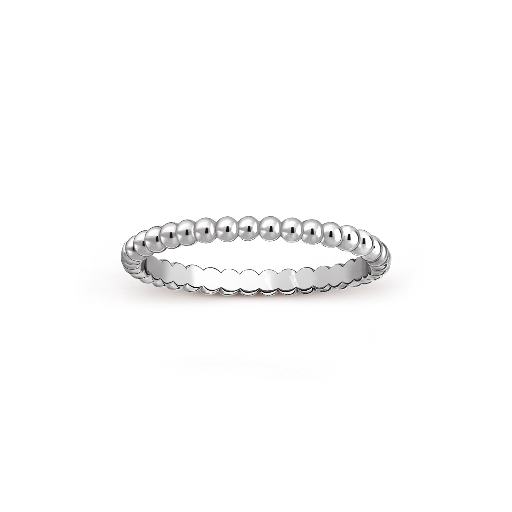 Perlée pearls of gold戒指，小号款式, 18K白金, Front, Jewelry Ring_梵克雅宝_Van Cleef & Arpels