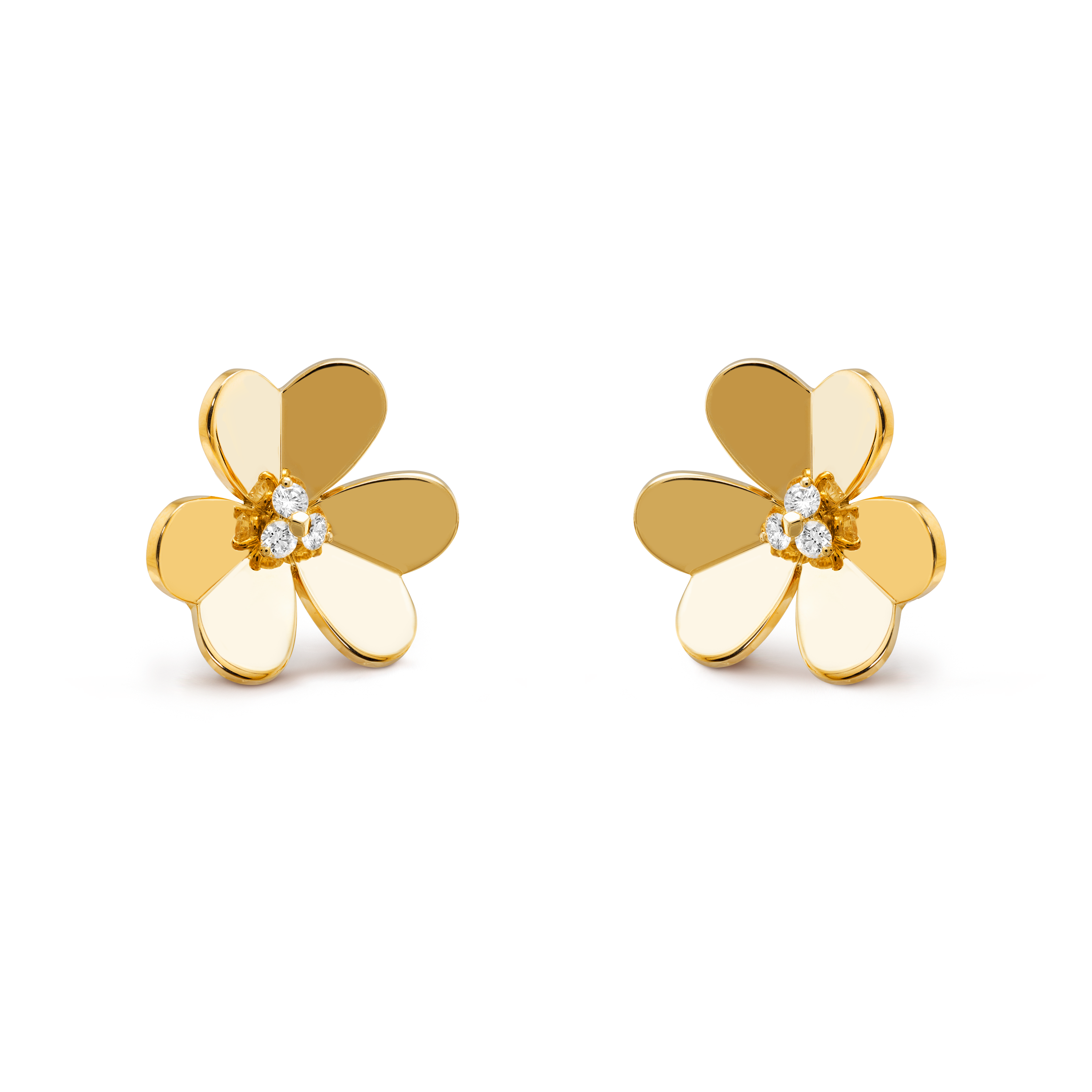 Frivole耳环，大号款式, 18K黄金, 钻石:  6颗,  0.32 克拉, Three Fourth, Jewelry Earrings_梵克雅宝_Van Cleef & Arpels