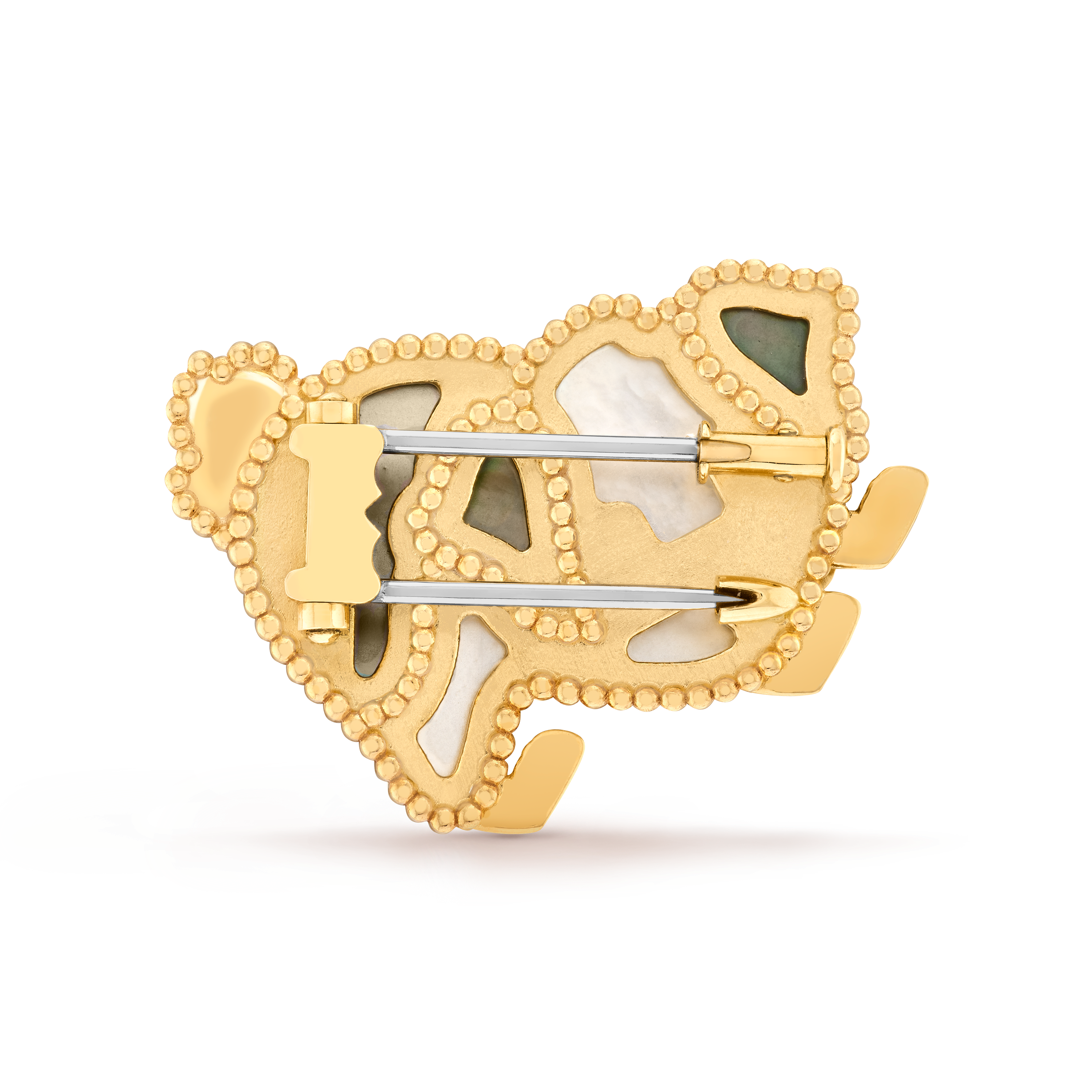 Lucky Animals Bichon Frise Clip, 18K yellow gold, Mother-of-pearl:  5 stones, Onyx:  3 stones, Back, Jewelry Clip - Van Cleef & Arpels