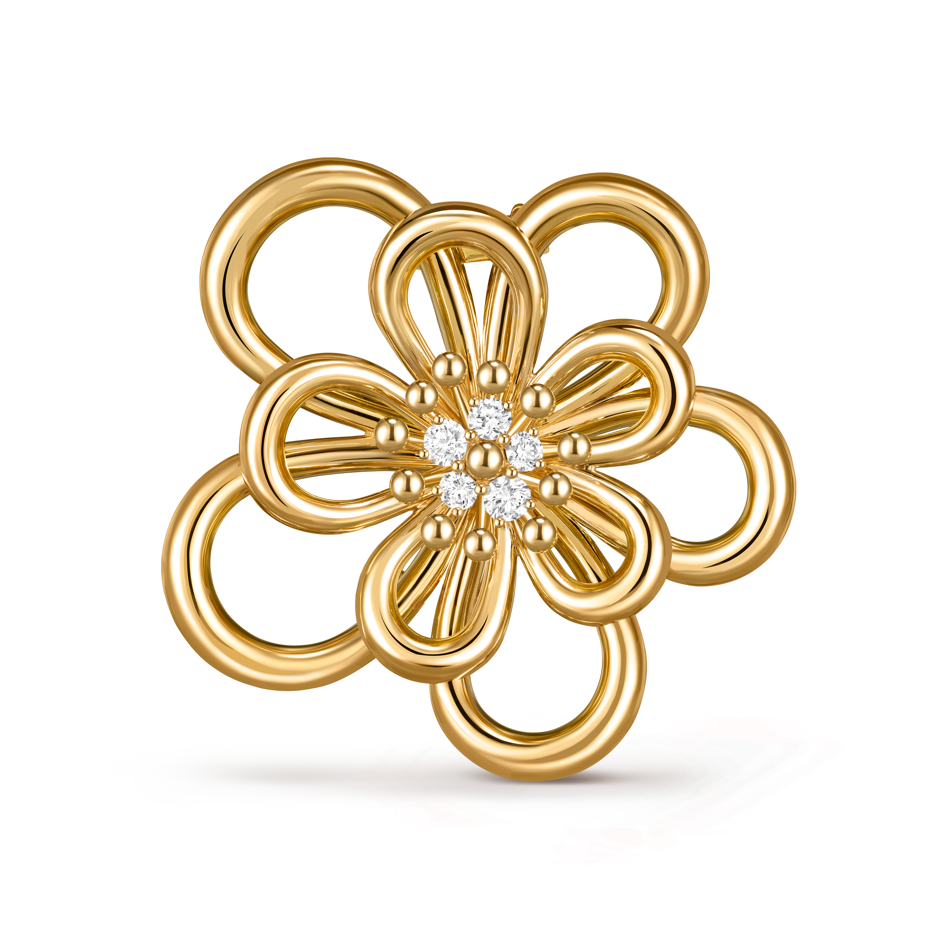 Flowerlace胸针吊坠, 18K黄金, 钻石:  5颗,  0.54 克拉, Detail, Jewelry Clip Pendant