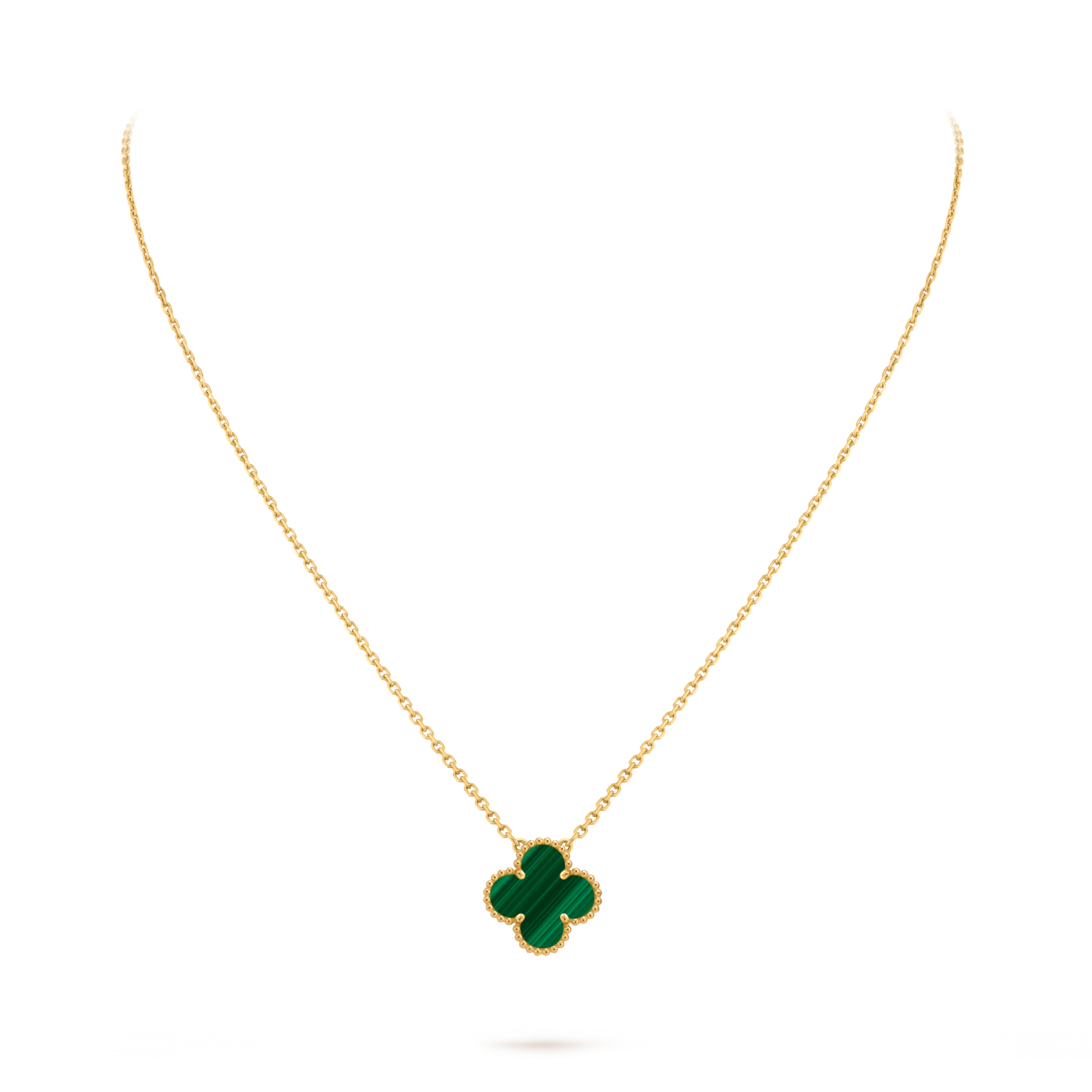 Vintage Alhambra pendant, 18K yellow gold, Malachite:  1 stone, Three Fourth, Jewelry Pendent - Van Cleef & Arpels