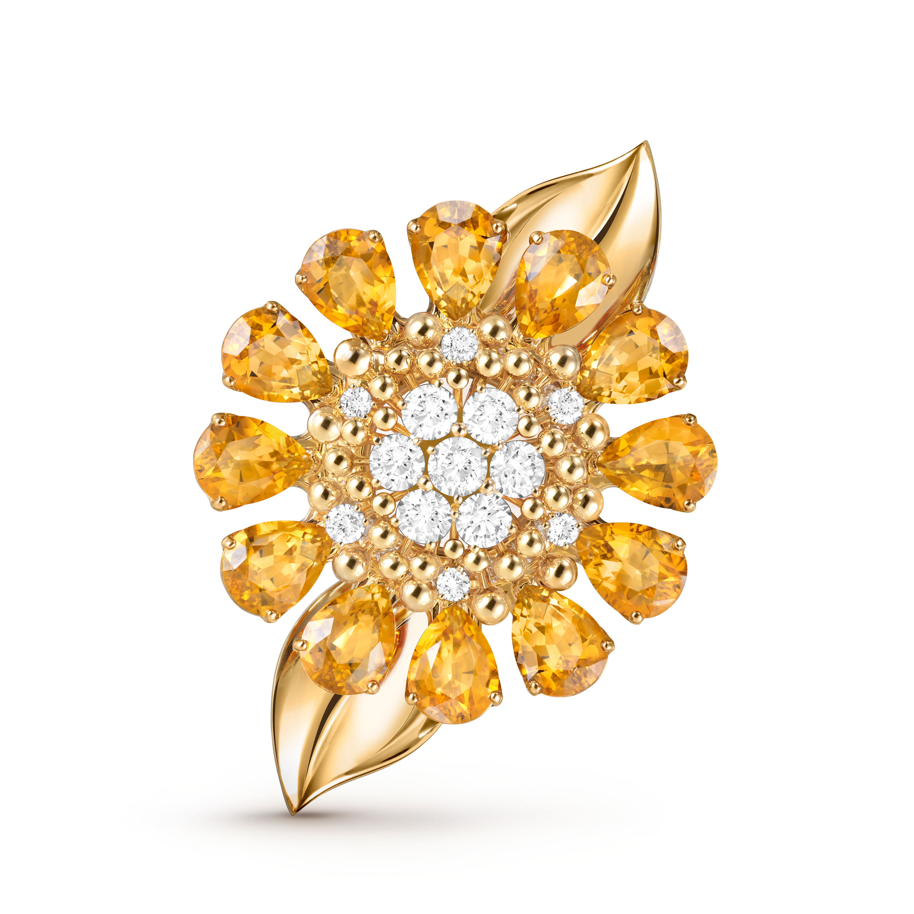 Fleurs d’Hawaï隐秘式腕表, 18K黄金, 珍珠母贝:  1 宝石, 钻石:  59颗,  2.63 克拉, 黄水晶:  12颗,  11.4 克拉, Three Fourth, Watch_梵克雅宝_Van Cleef & Arpels