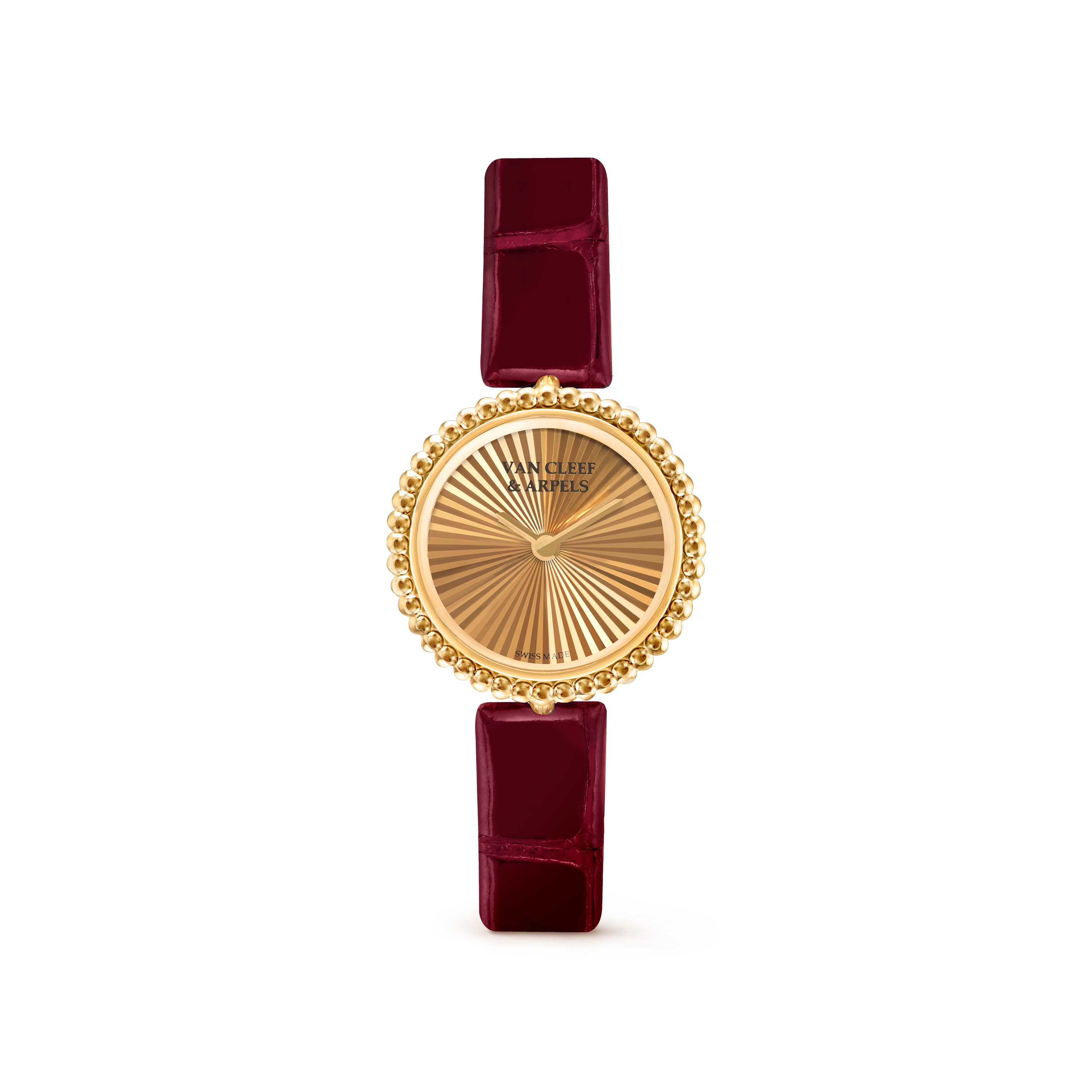 Perlée watch, 23 mm, 18K yellow gold, Front, Watch - Van Cleef & Arpels