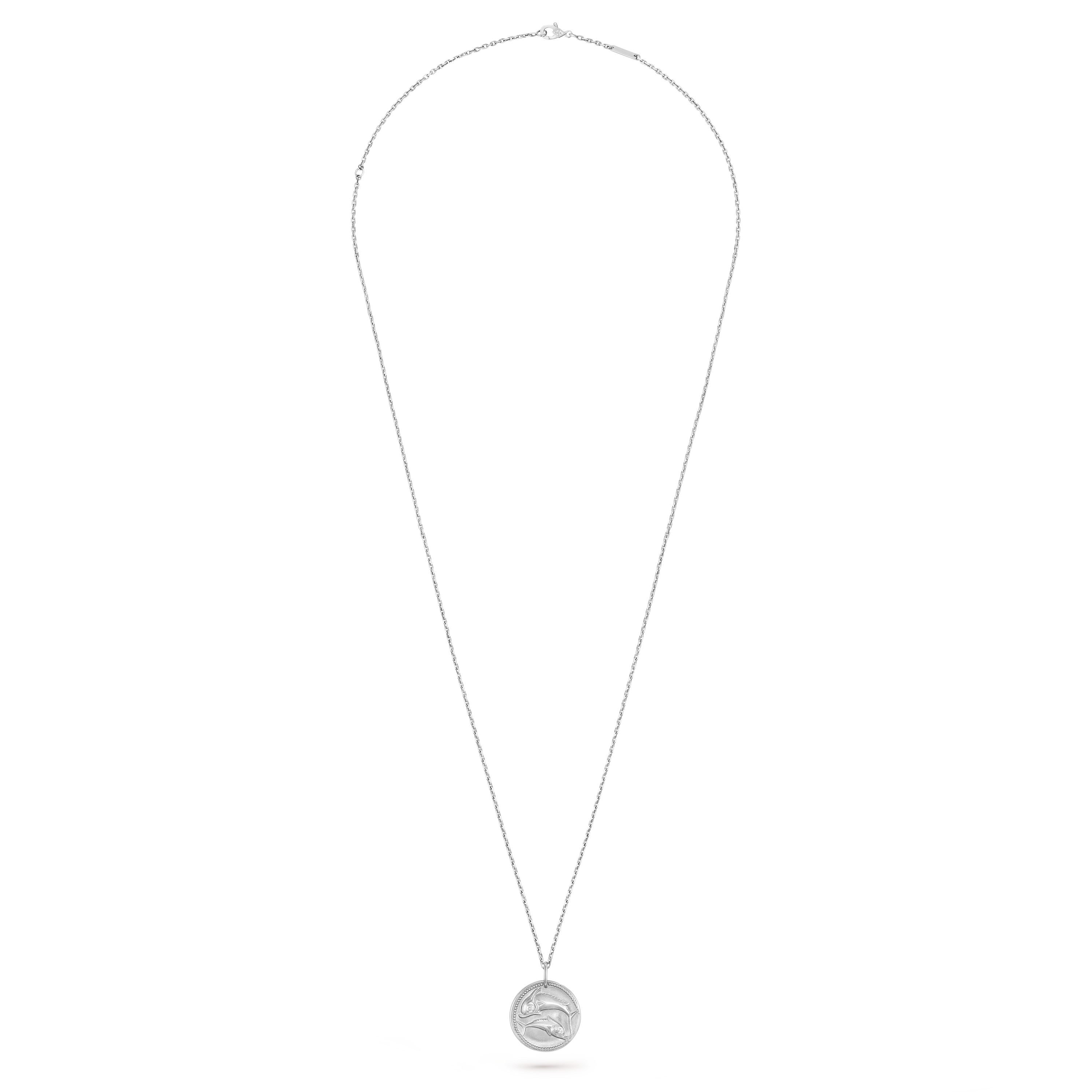 Zodiaque medal Piscium (Pisces), 18K white gold, Front, Jewelry Pendent - Van Cleef & Arpels