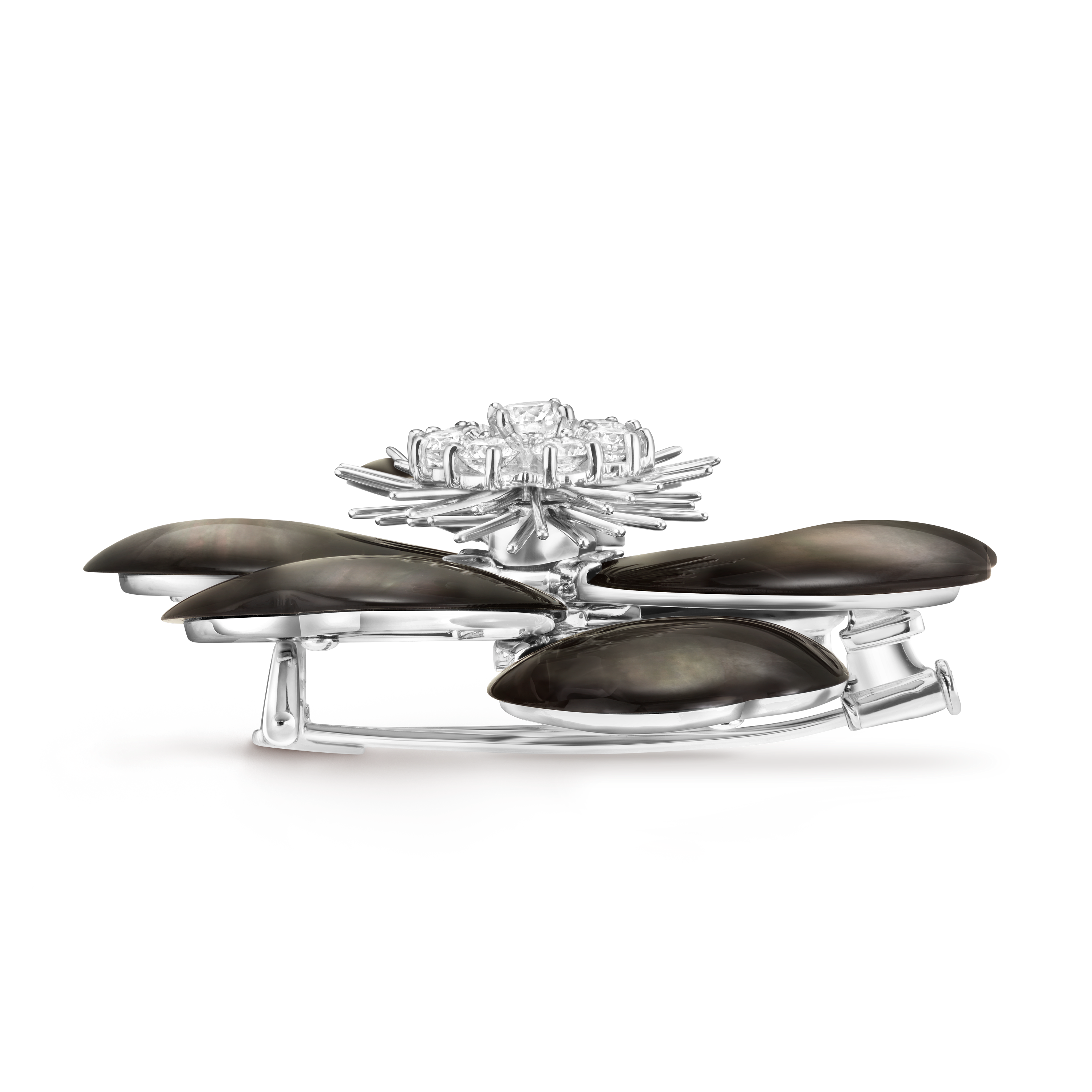 Rose de Noël胸针，大号款式, 18K白金, 珍珠母贝:  6颗, 钻石:  8颗,  1.54 克拉, Profile, Jewelry Clip_梵克雅宝_Van Cleef & Arpels