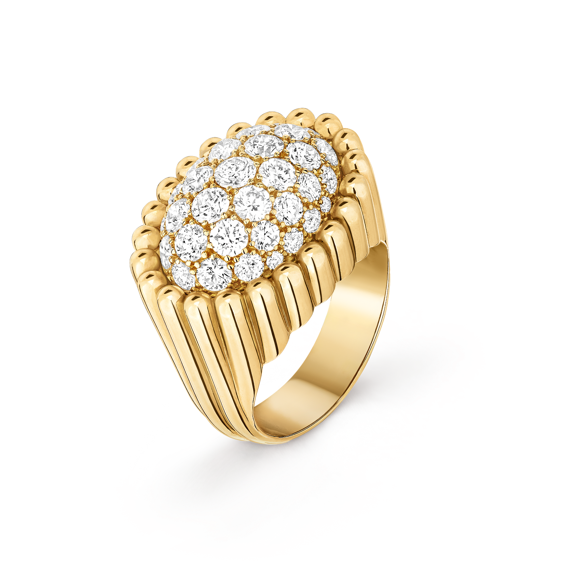 Perlée戒指，铺镶钻石, 18K黄金, 钻石:  37颗,  2.27 克拉, Three Fourth, Jewelry Ring_梵克雅宝_Van Cleef & Arpels
