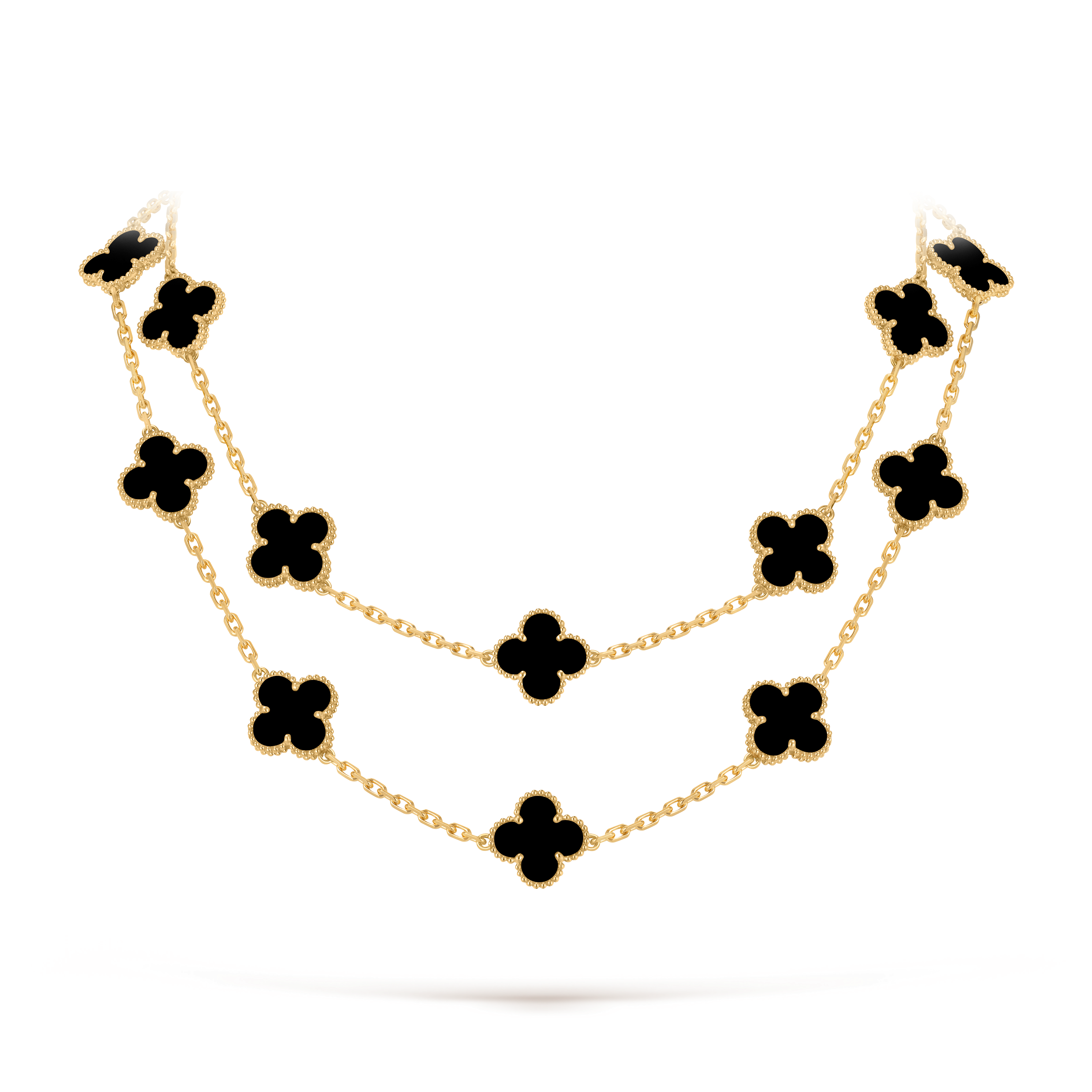 Vintage Alhambra long necklace, 20 motifs 18K yellow gold