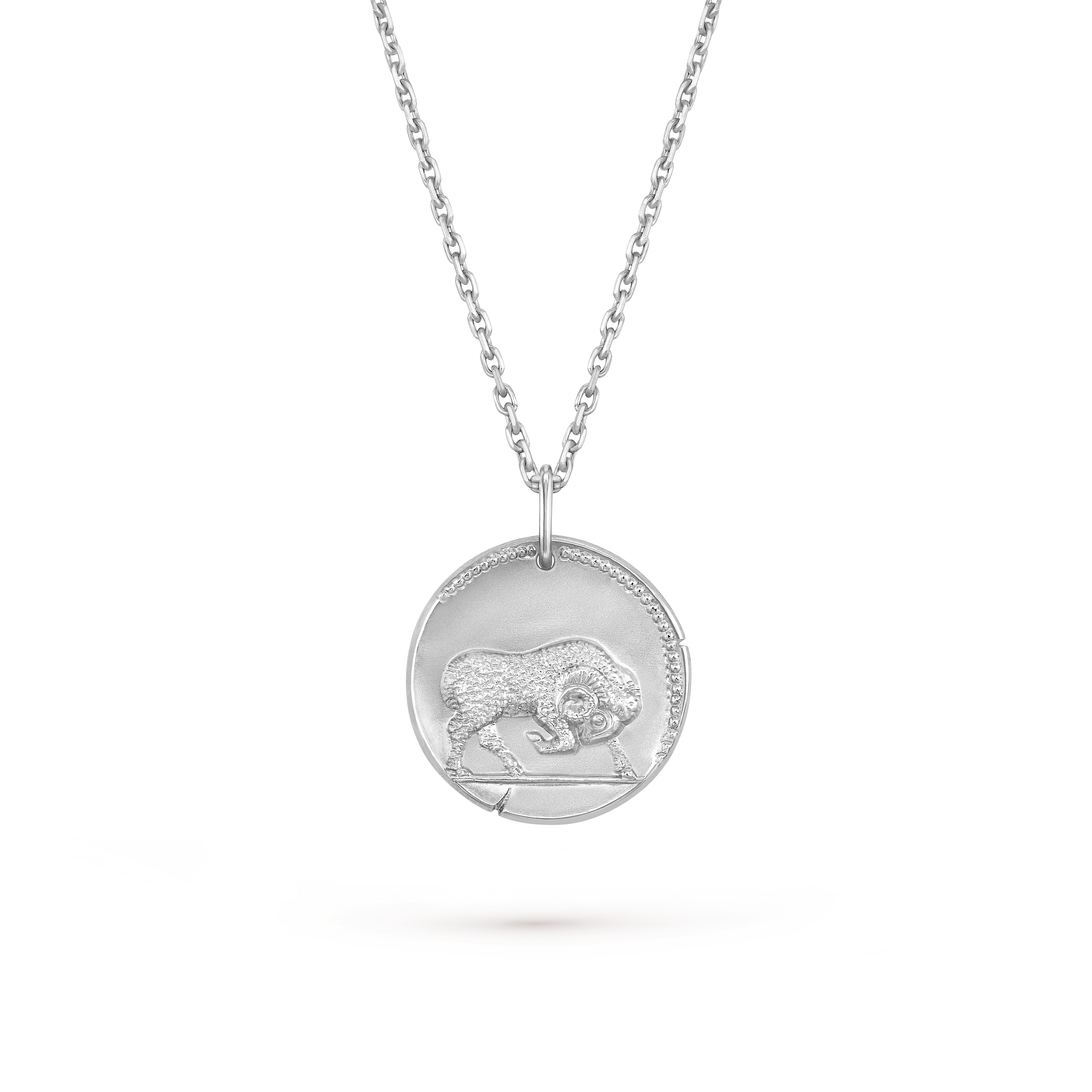 Zodiaque medal Arietis (Aries), 18K white gold, Detail, Jewelry Pendent - Van Cleef & Arpels