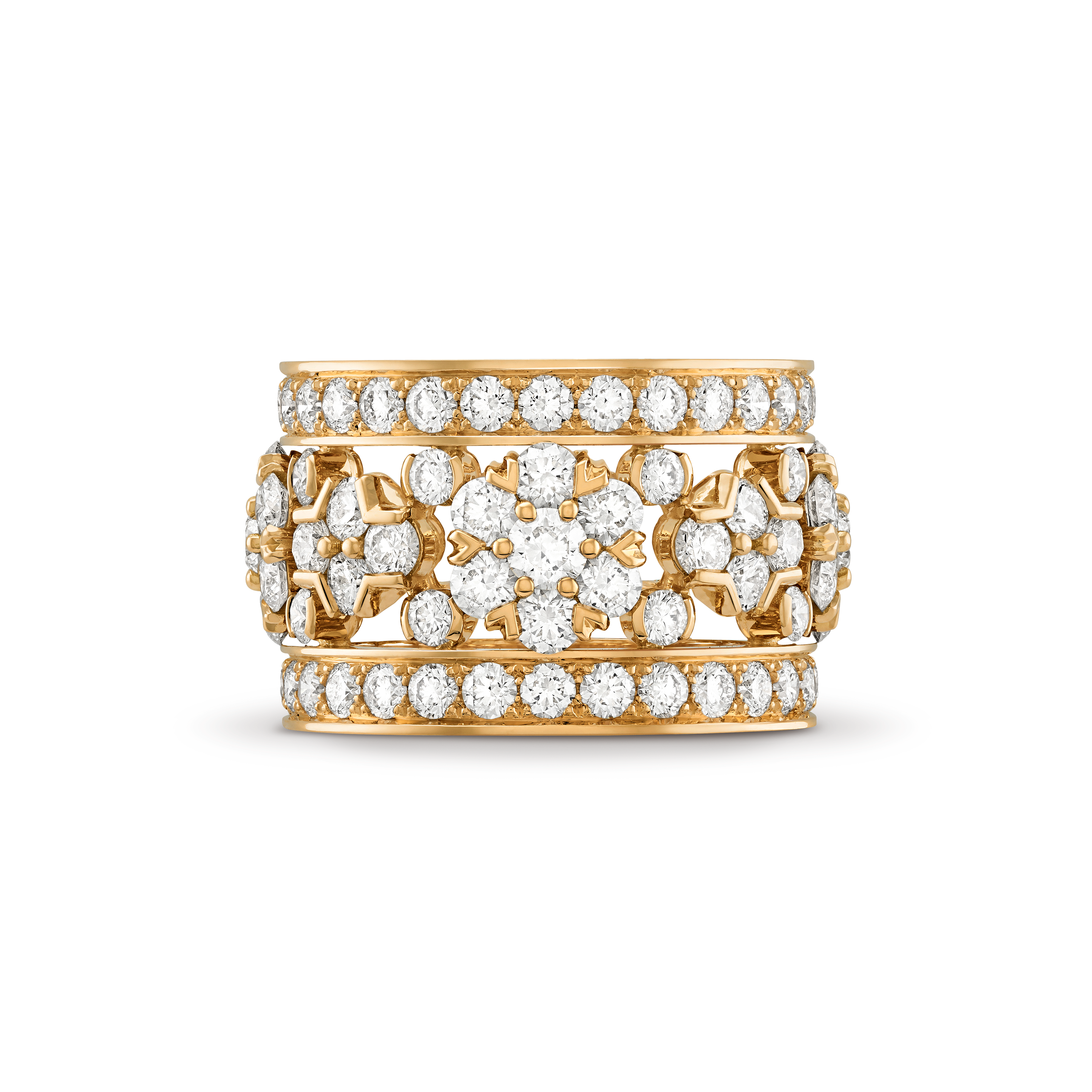 Snowflake ring, 18K yellow gold, Diamond:  114 stones,  5.25 carats, Top, High Jewelry Ring - Van Cleef & Arpels