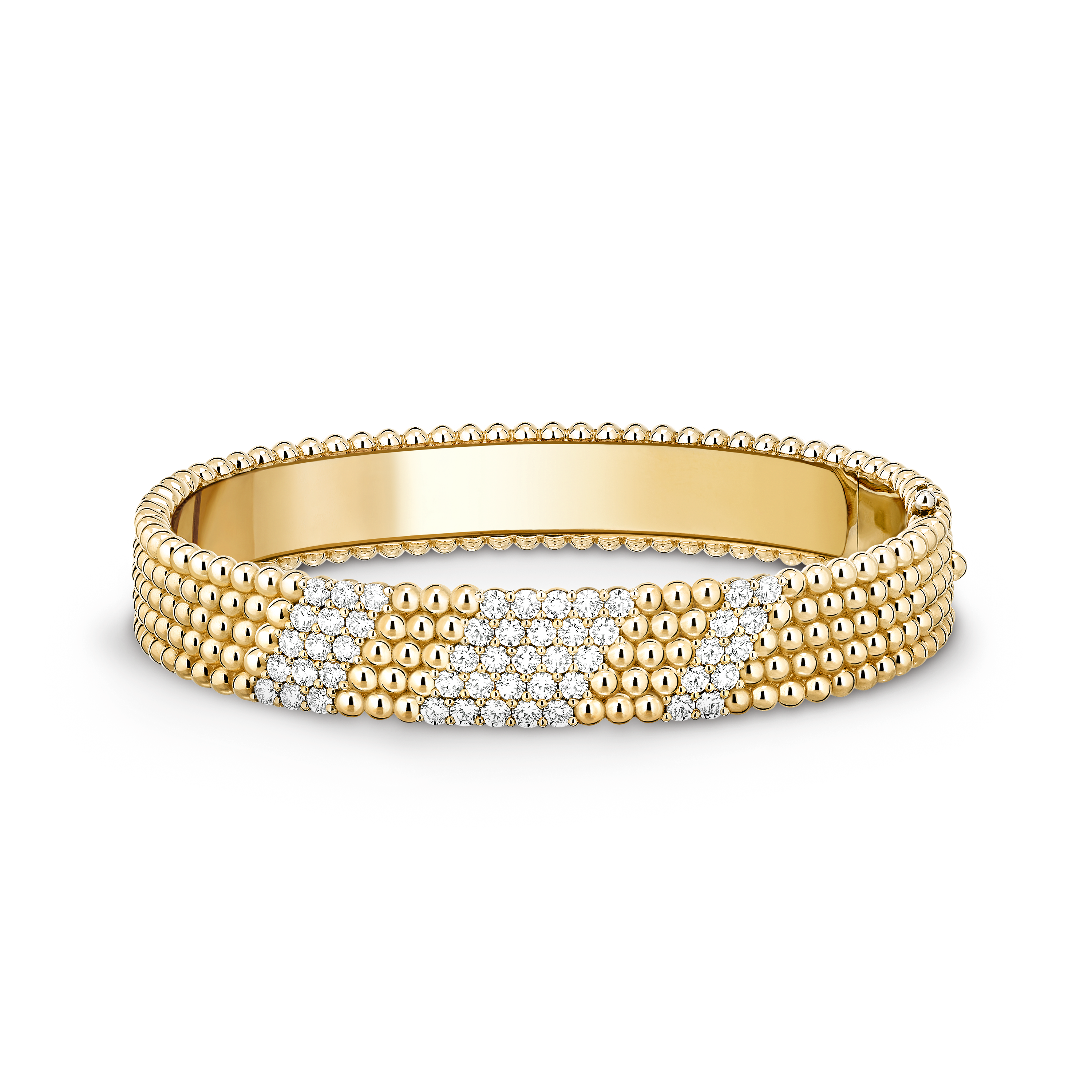 Perlée diamonds bracelet, 5 rows, extra large model, 18K yellow gold, Diamond:  50 stones,  2.01 carats, Front, Jewelry Bracelet - Van Cleef & Arpels