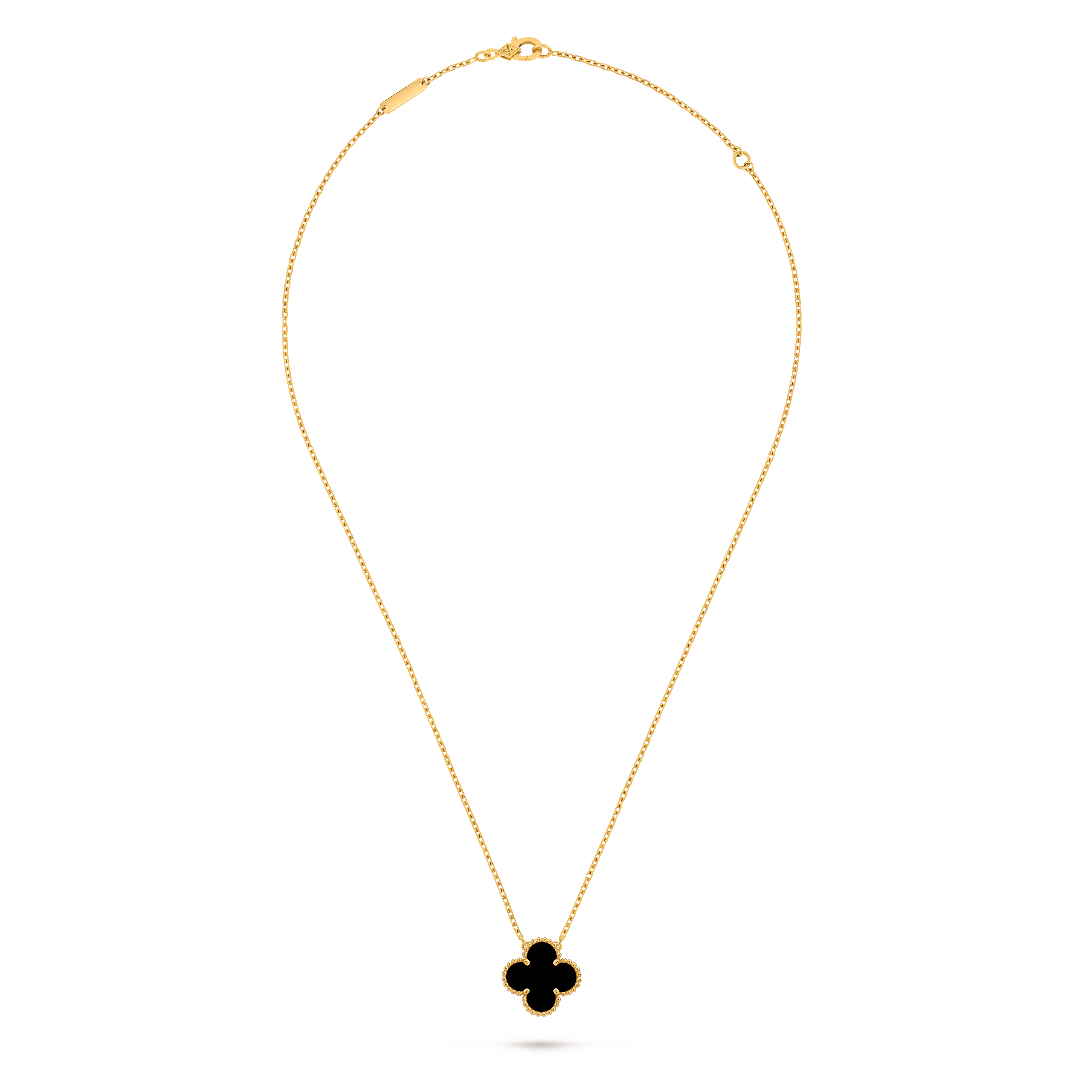 Vintage Alhambra pendant, 18K yellow gold, Onyx:  1 stone, Front, Jewelry Pendent - Van Cleef & Arpels