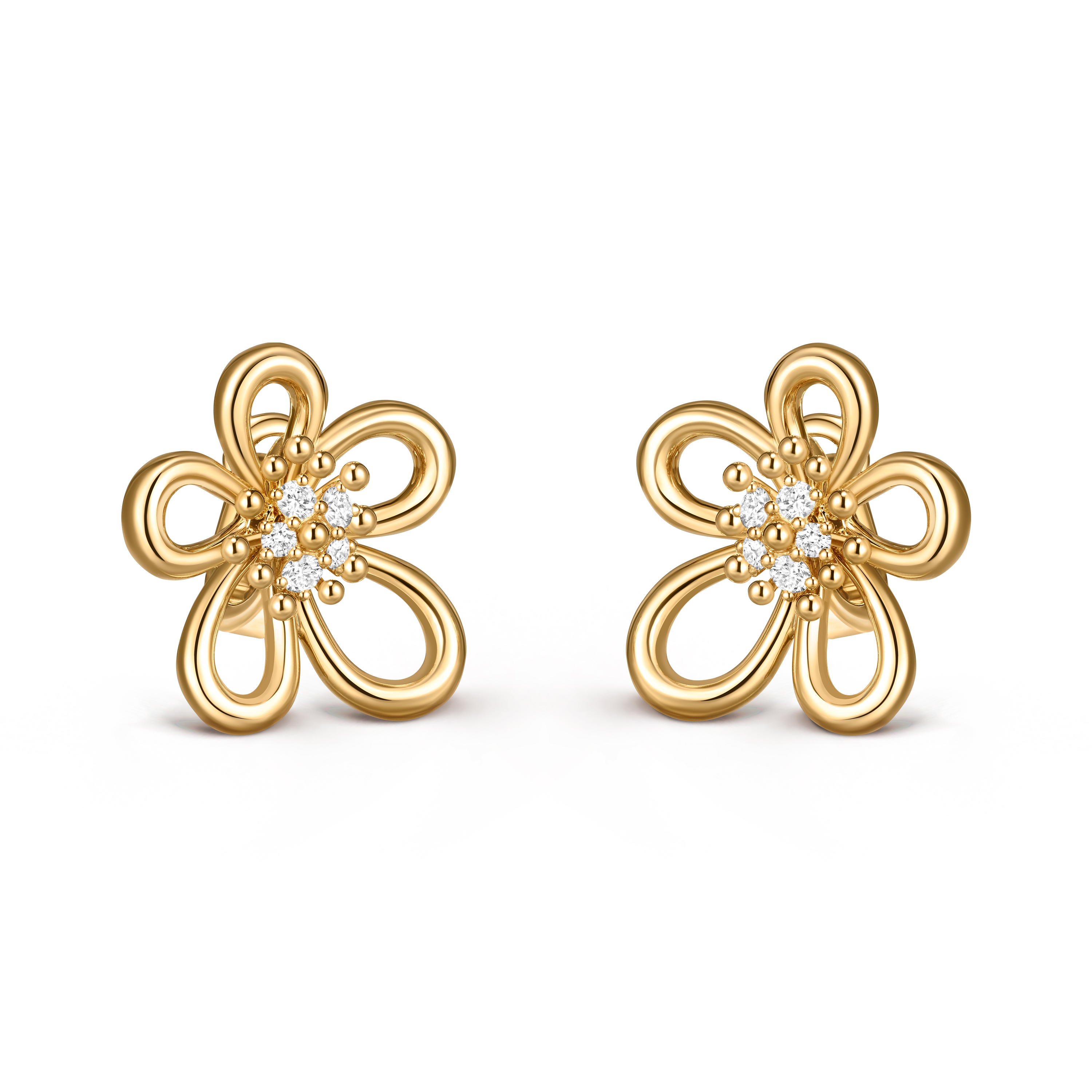 Flowerlace耳环, 18K黄金, 钻石:  10颗,  0.51 克拉, Three Fourth, Jewelry Earrings_梵克雅宝_Van Cleef & Arpels