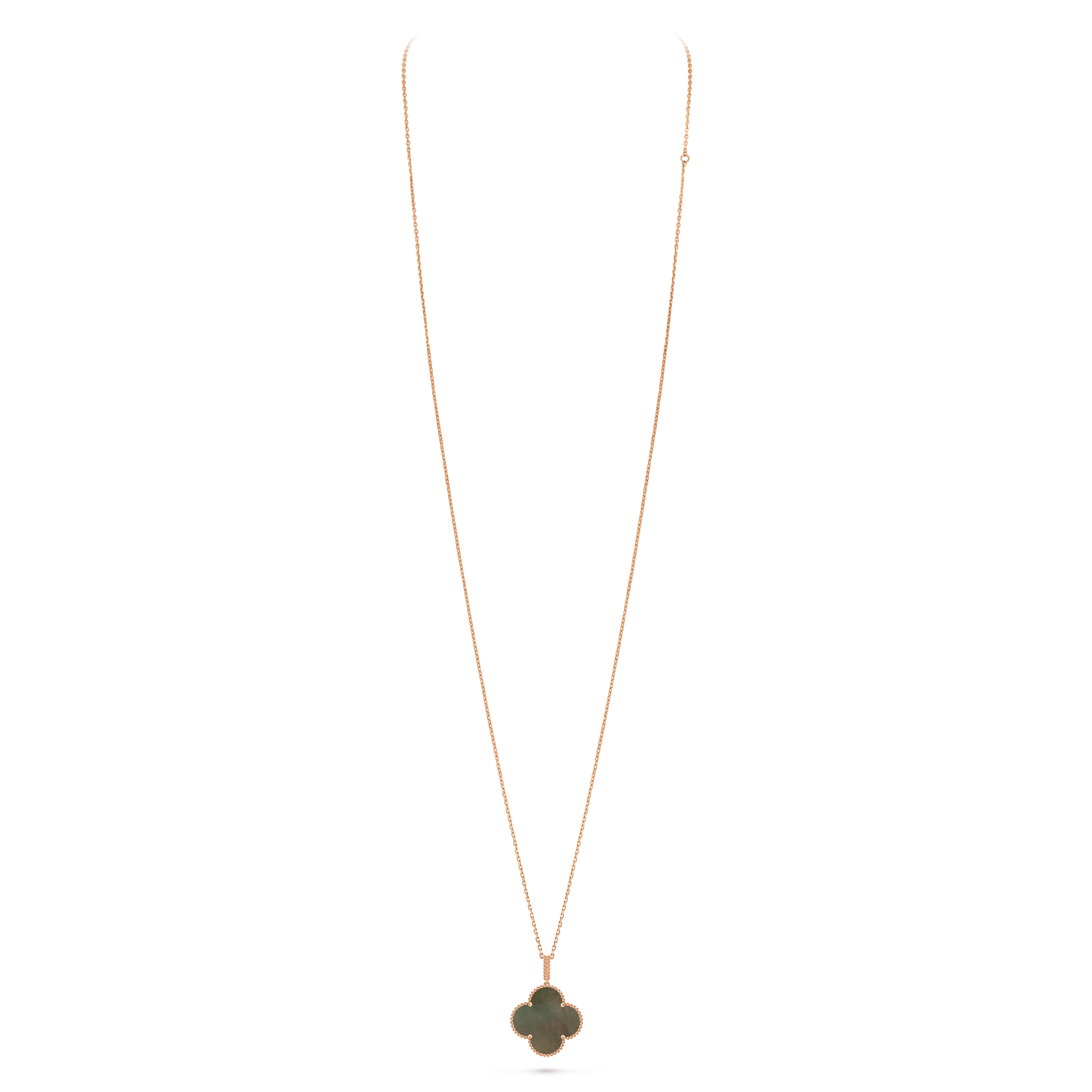Magic Alhambra长项链，1枚四叶幸运图案, 18K玫瑰金, 珍珠母贝:  1 宝石, Close Up, Jewelry Long Necklace_梵克雅宝_Van Cleef & Arpels