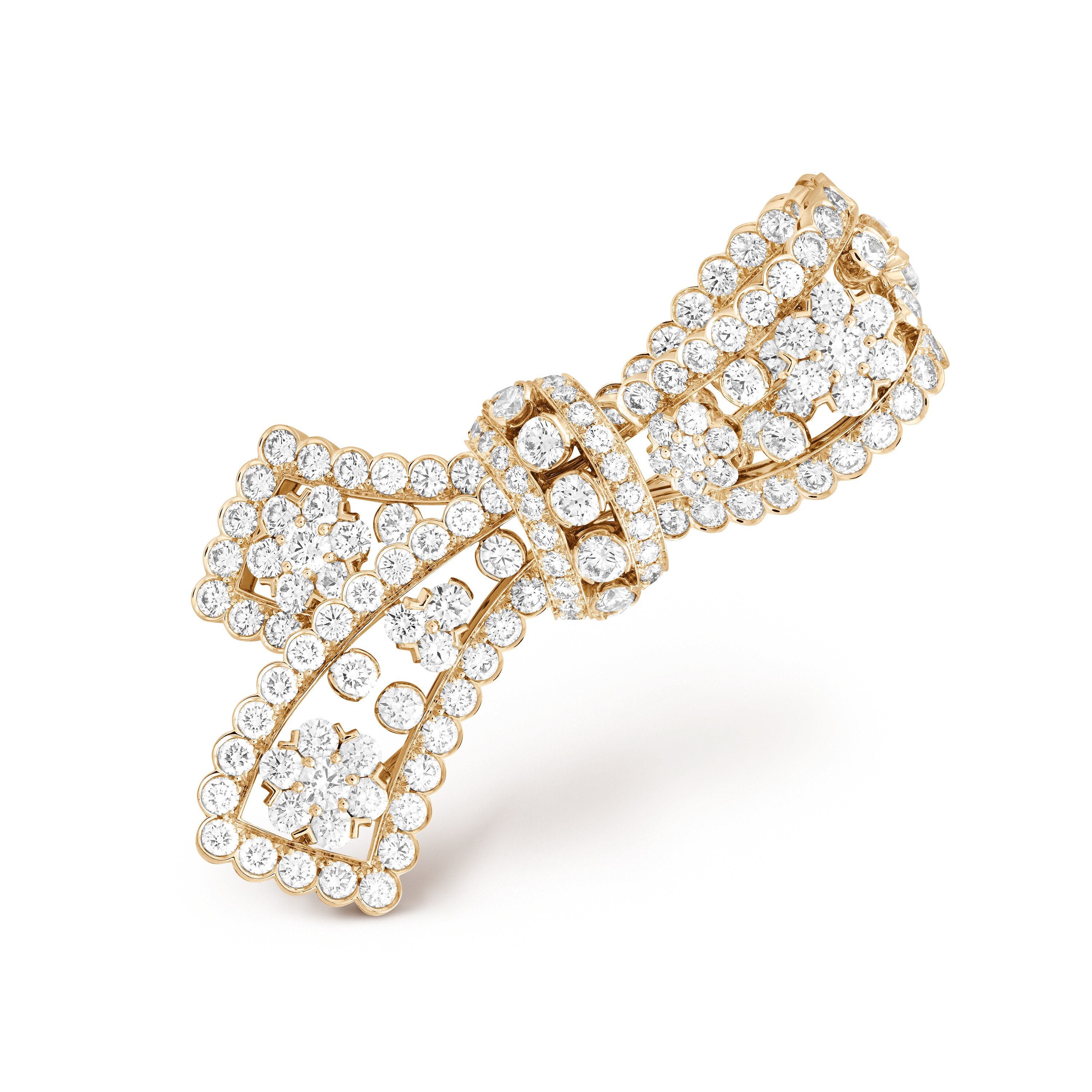 Snowflake noeud胸针, 18K黄金, 钻石:  169颗,  15.98 克拉, Front, High Jewelry Clip_梵克雅宝_Van Cleef & Arpels